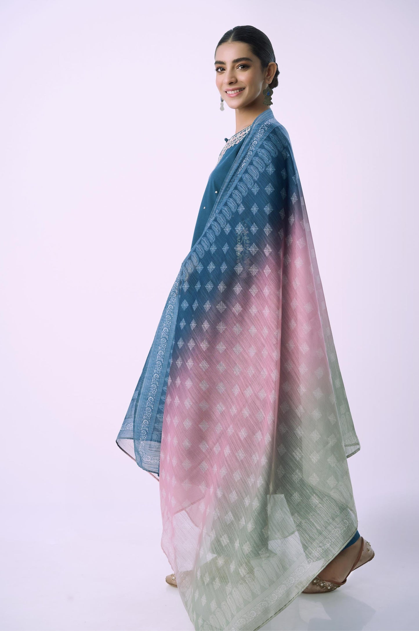 Unstitched 3 Piece Embroidered Slub Suit