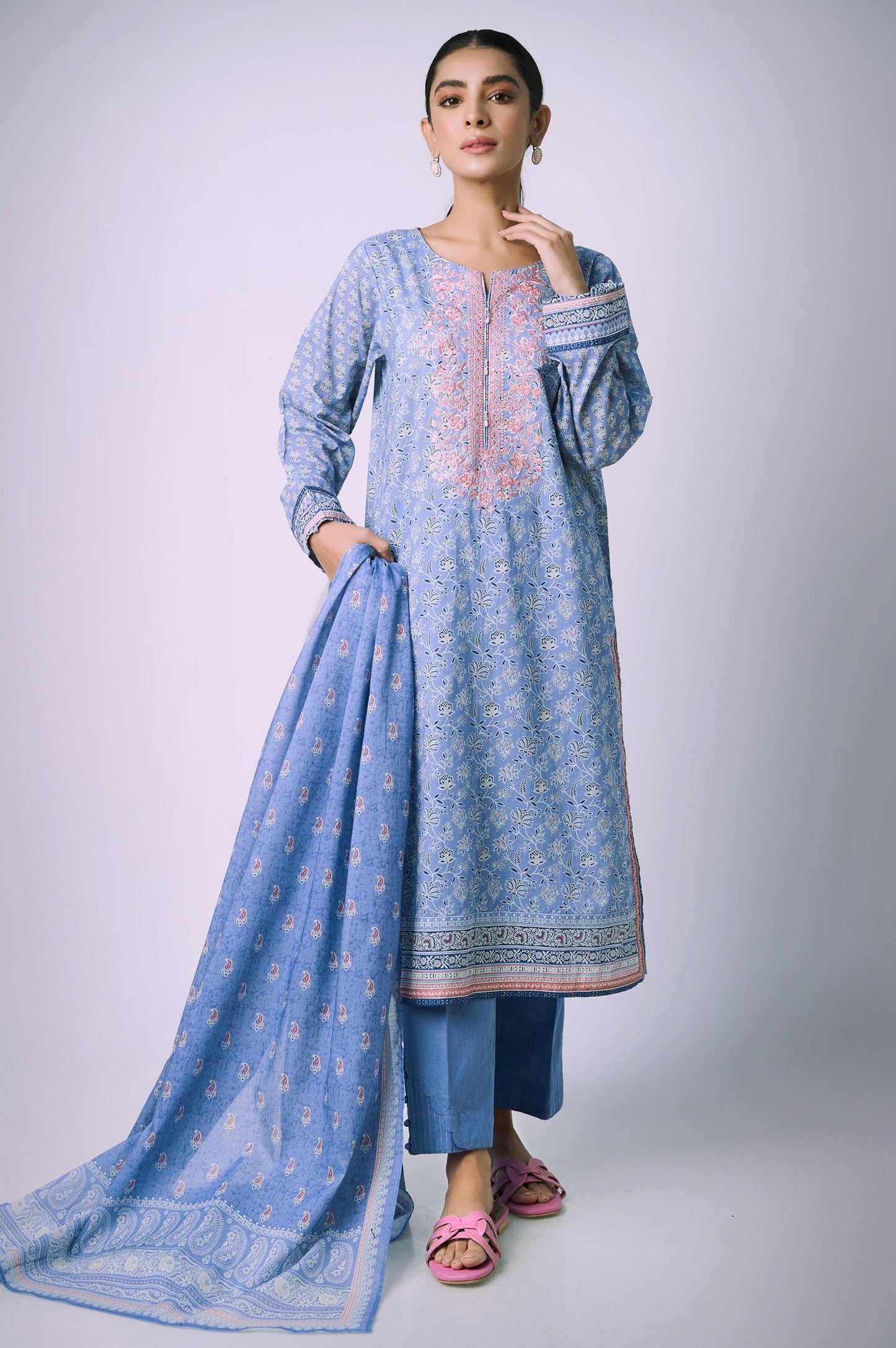 Unstitched 3 Piece Embroidered Lawn Suit