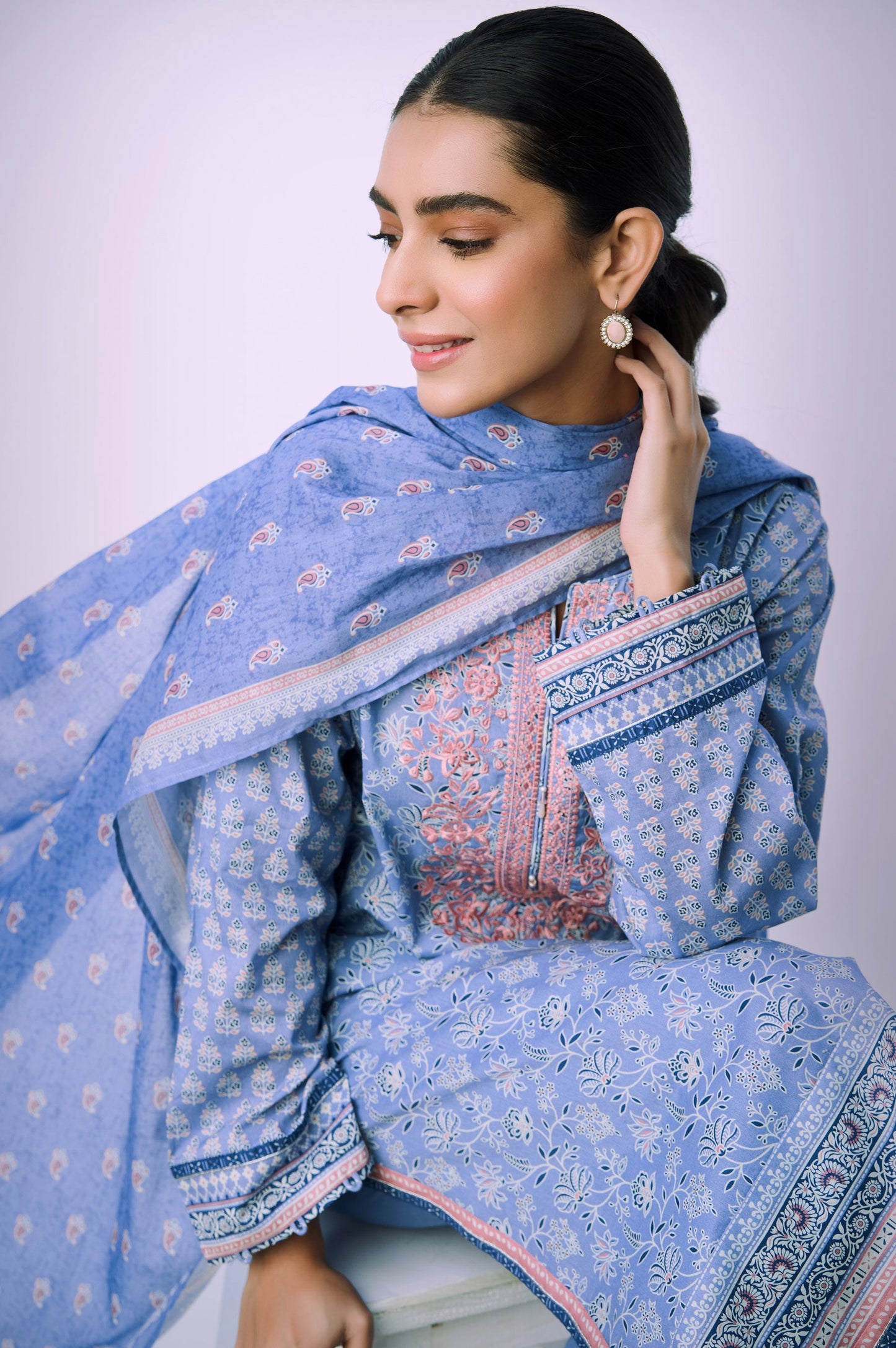 Unstitched 3 Piece Embroidered Lawn Suit