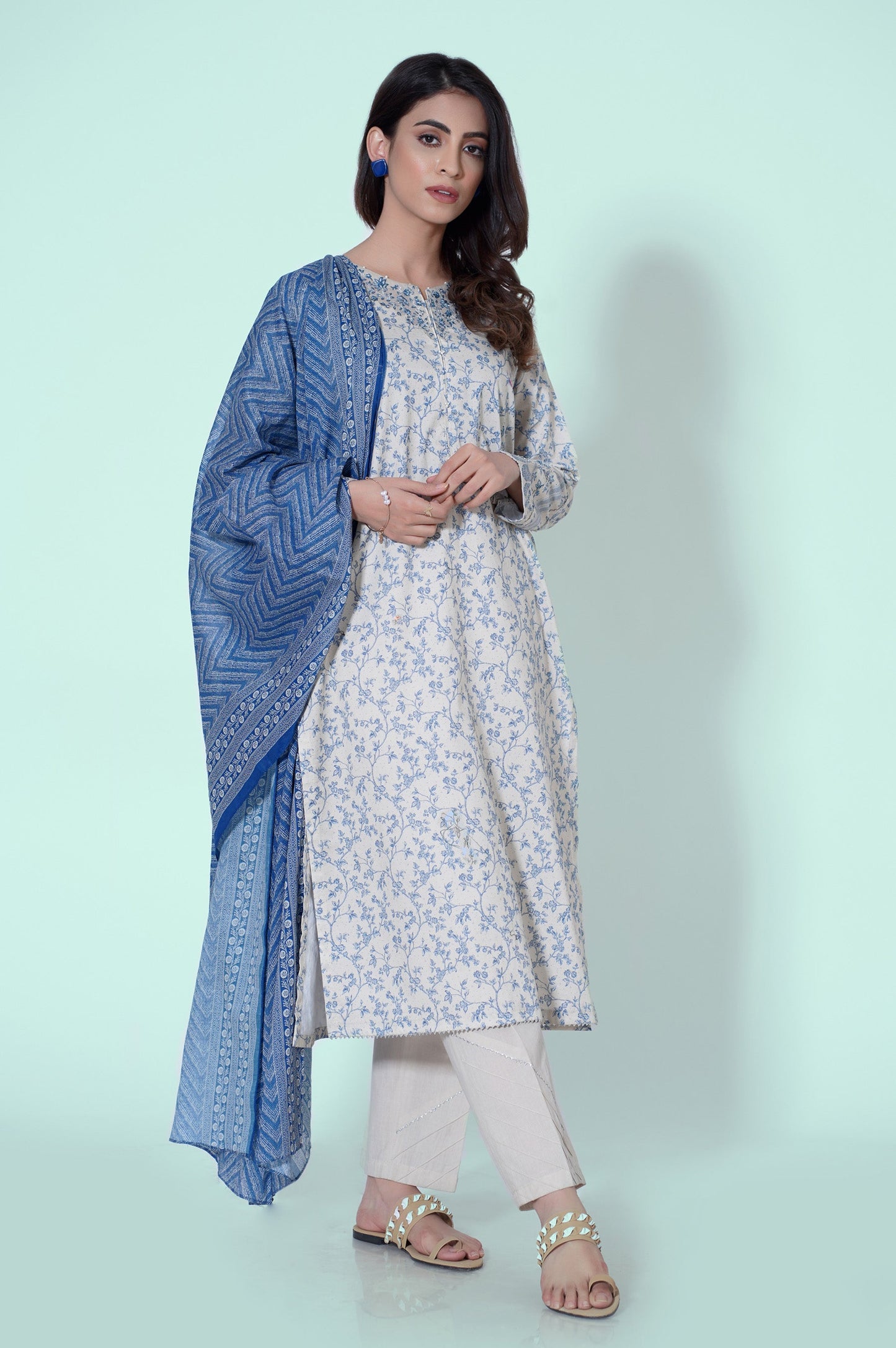 Unstitched 3 Piece Printed Lawn Suit