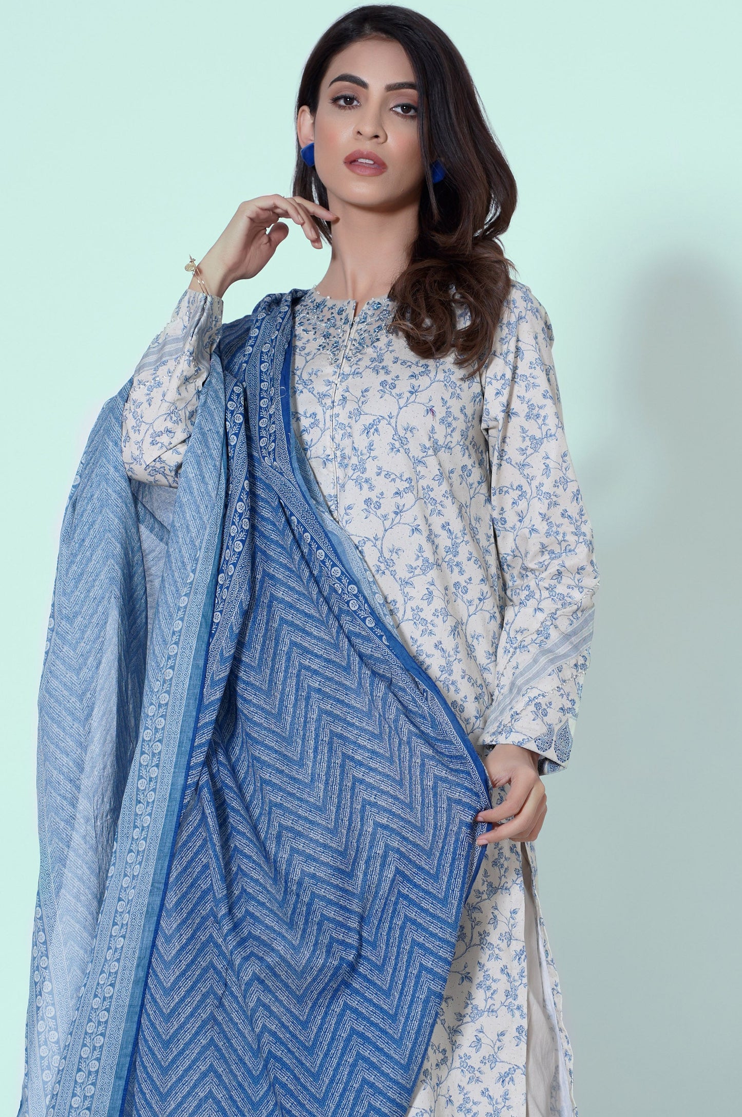 Unstitched 3 Piece Printed Lawn Suit