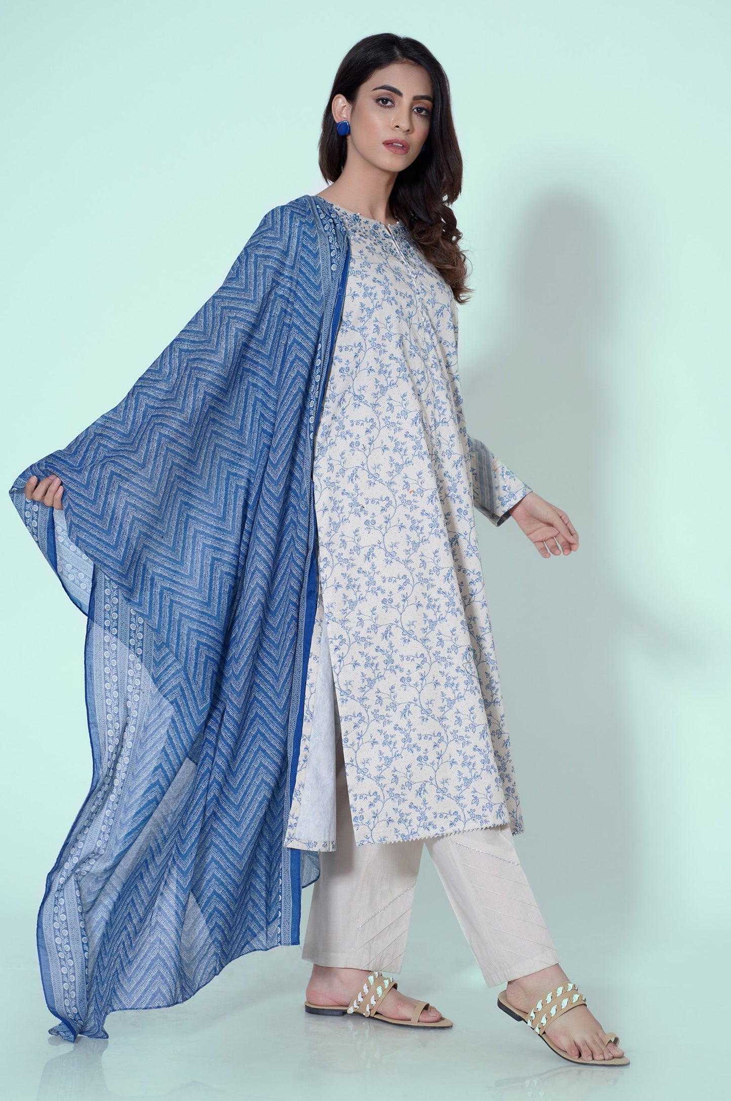 Unstitched 3 Piece Printed Lawn Suit