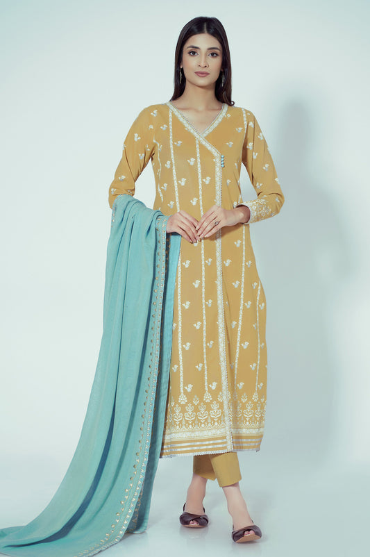 Unstitched 3 Piece Paste Printed Lawn Suit