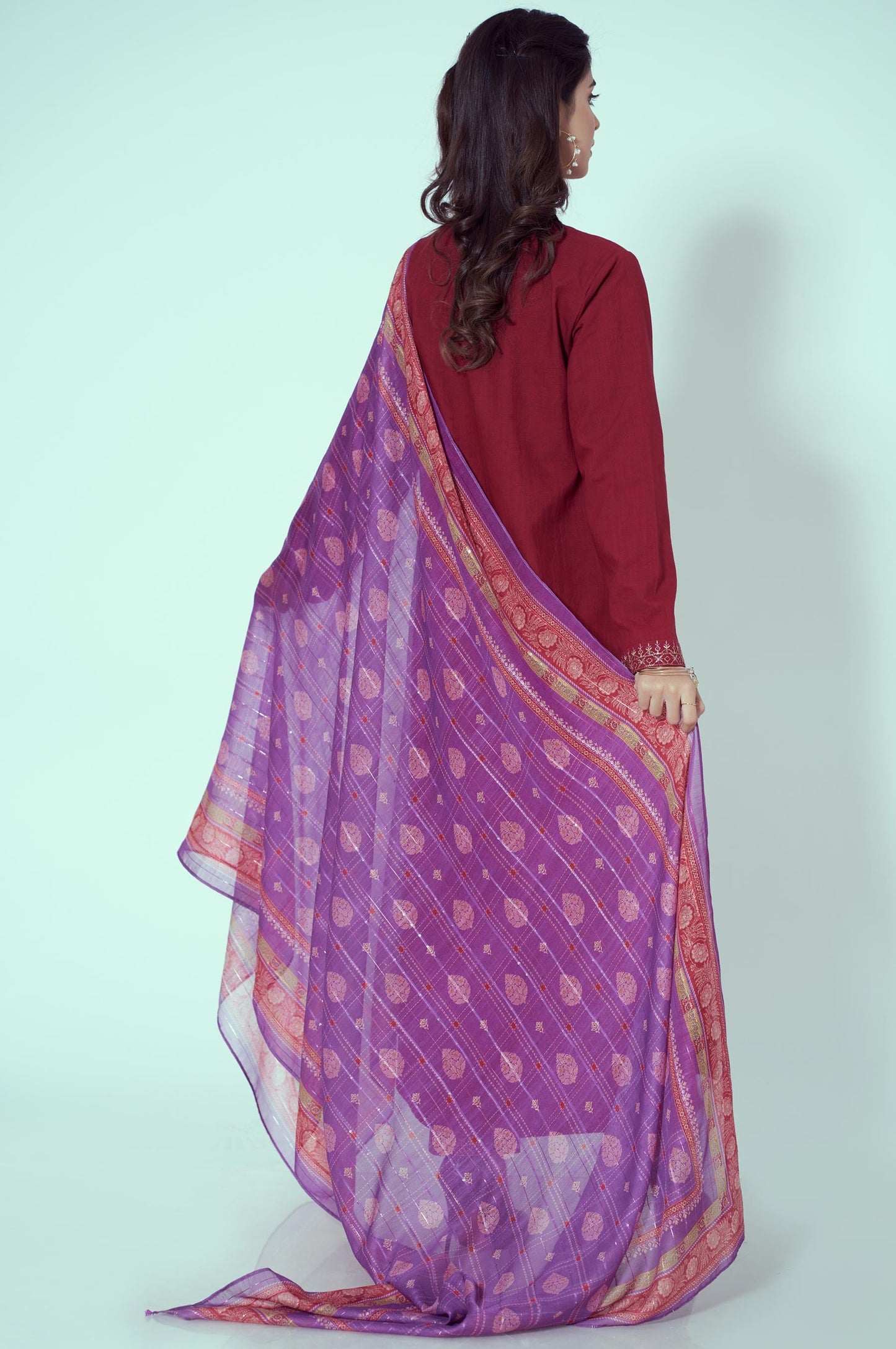 Stitched 3 Piece Embroidered Textured Slub