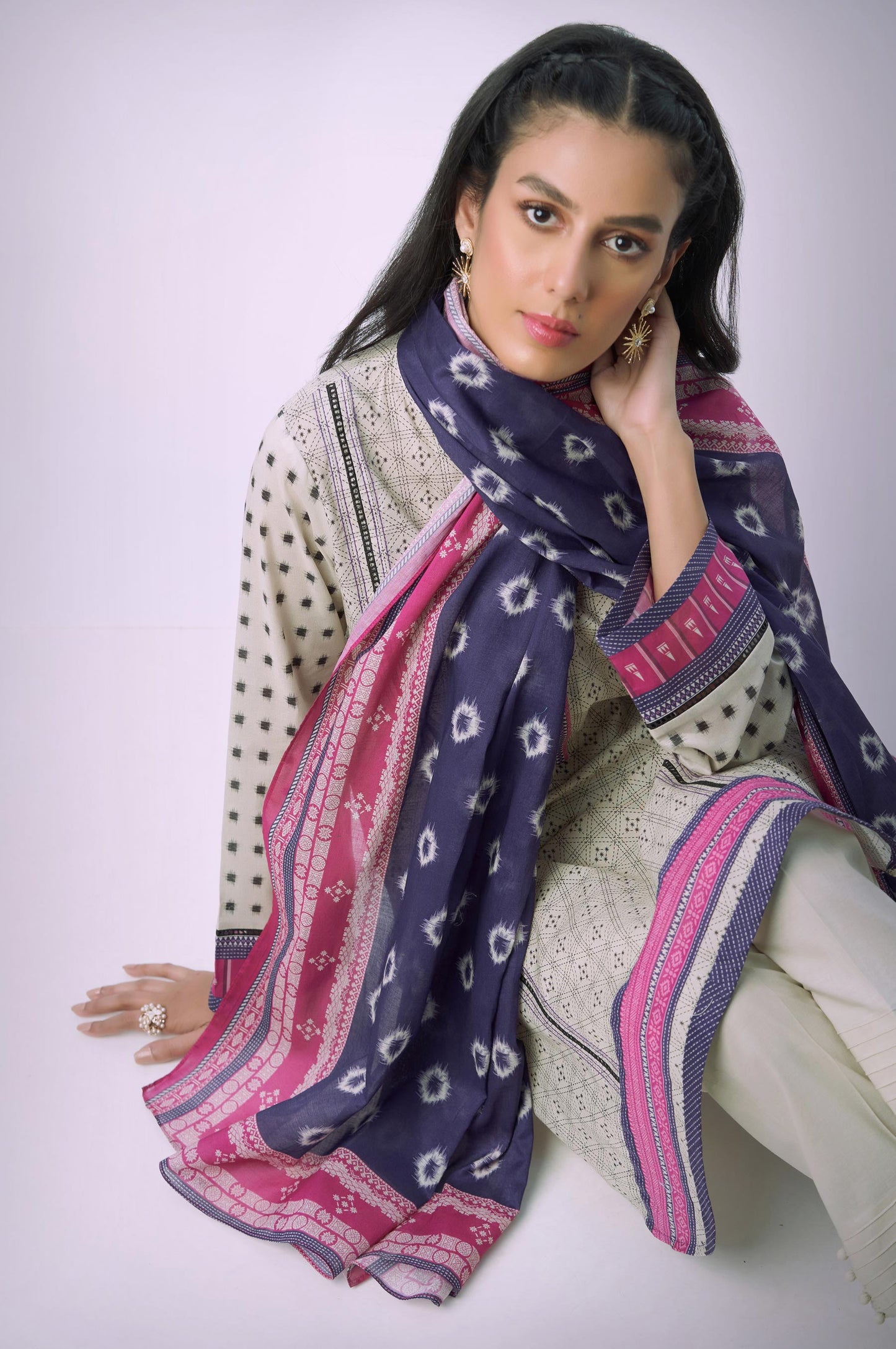 Unstitched 3 Piece Printed Lawn Suit