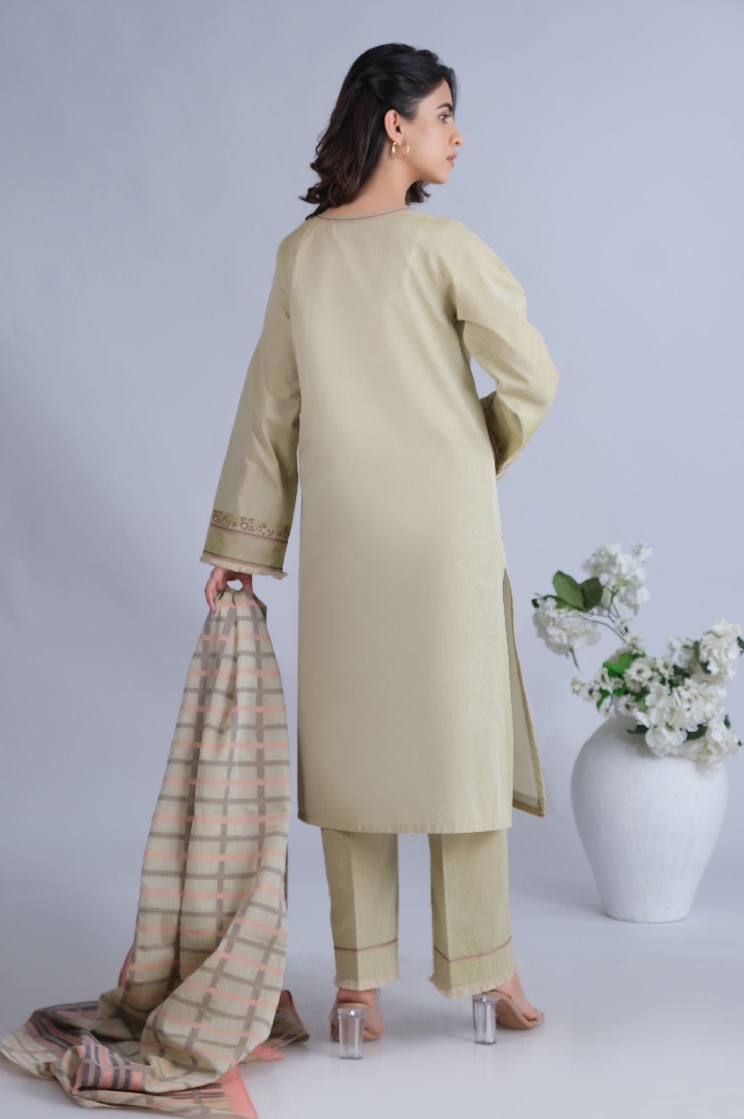 Unstitched 3 Piece Embroidered  Yarn Dyed Jacquard Suit