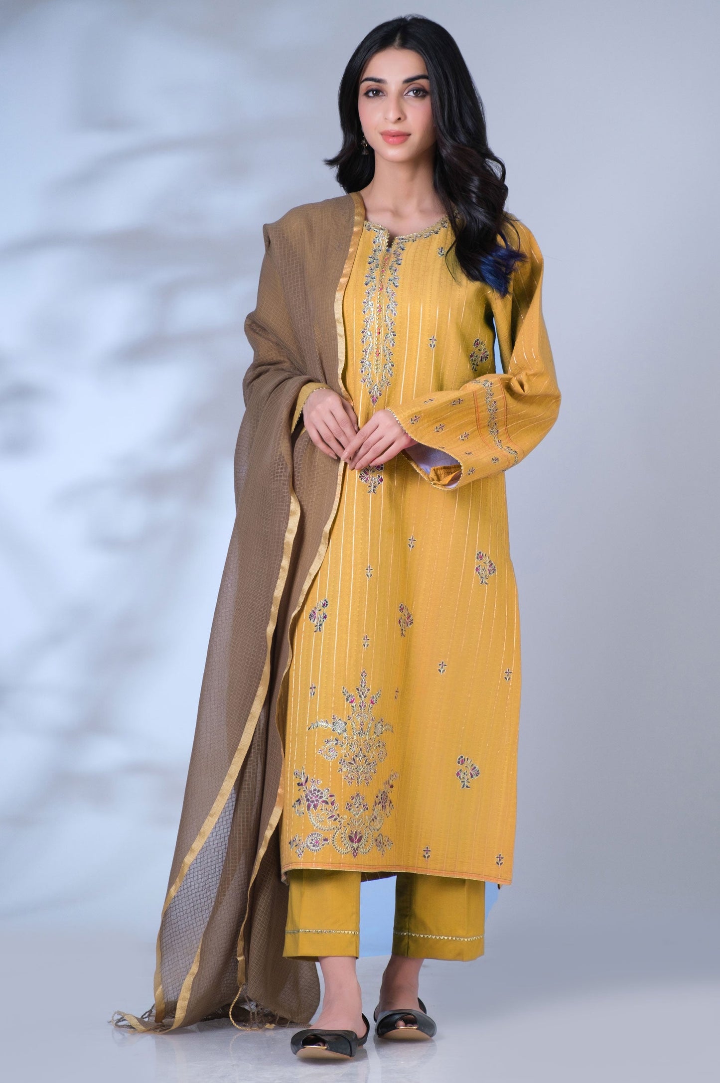 Unstitched 3 Piece Embroidered Mysuri Jacquard Suit