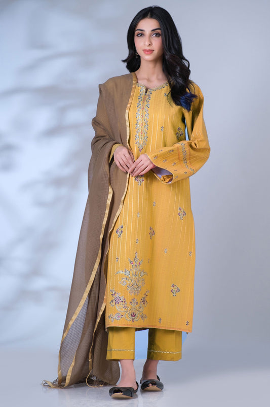 Unstitched 3 Piece Embroidered Mysuri Jacquard Suit