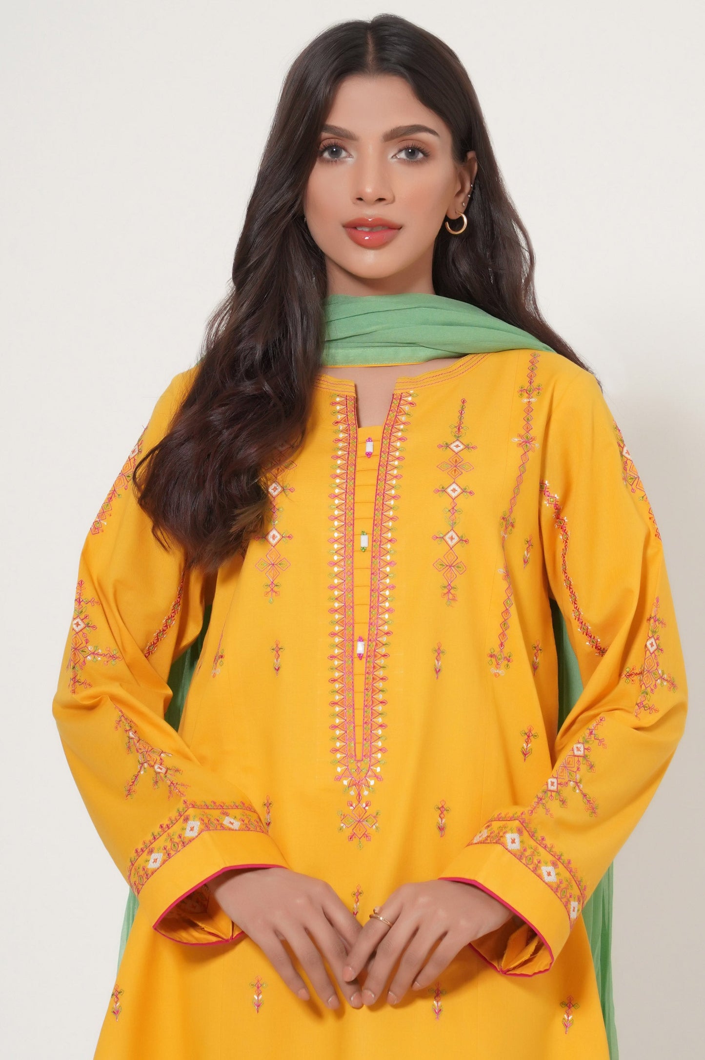 Unstitched 3 Piece Embroidered Cambric Suit