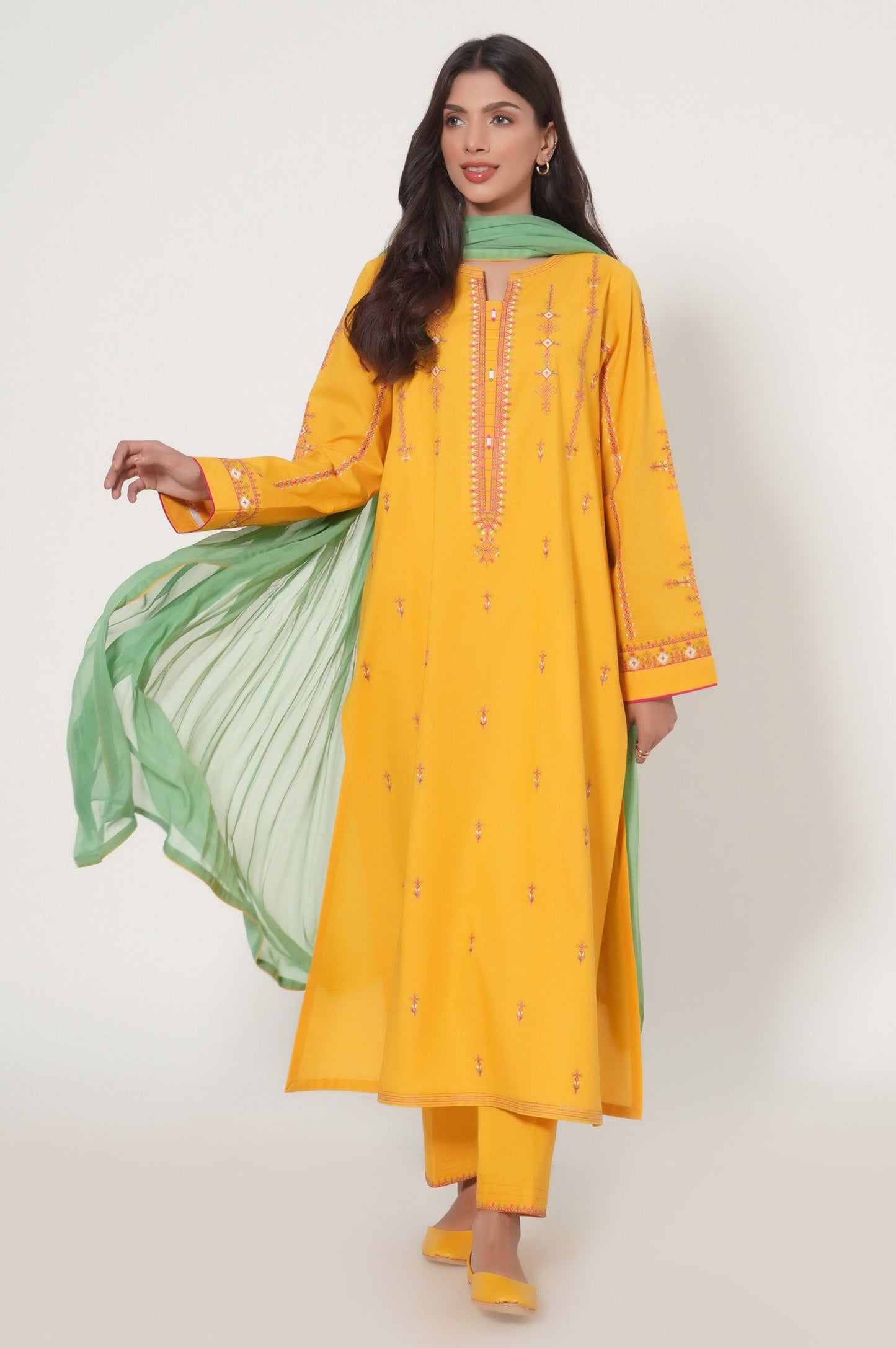 Unstitched 3 Piece Embroidered Cambric Suit