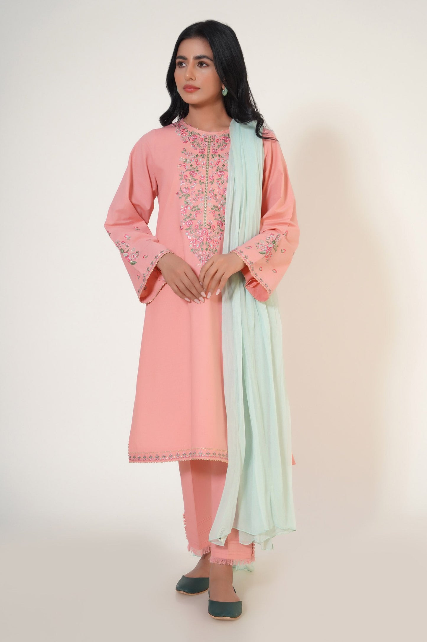Unstitched 3 Piece Embroidered Cambric Suit