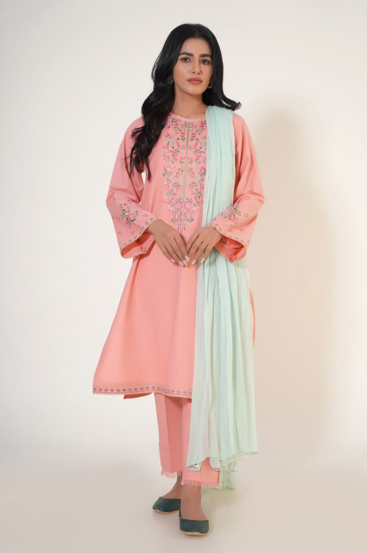 Unstitched 3 Piece Embroidered Cambric Suit