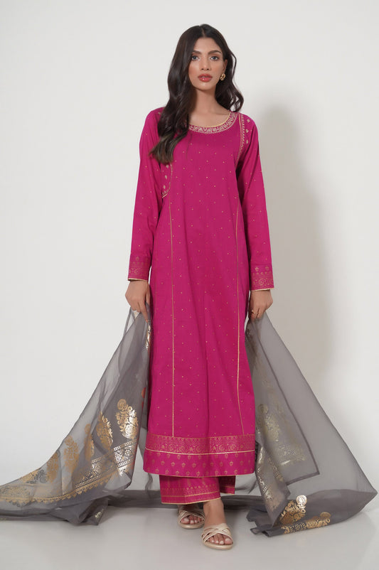 Unstitched 3 Piece Embroidered Lawn Suit