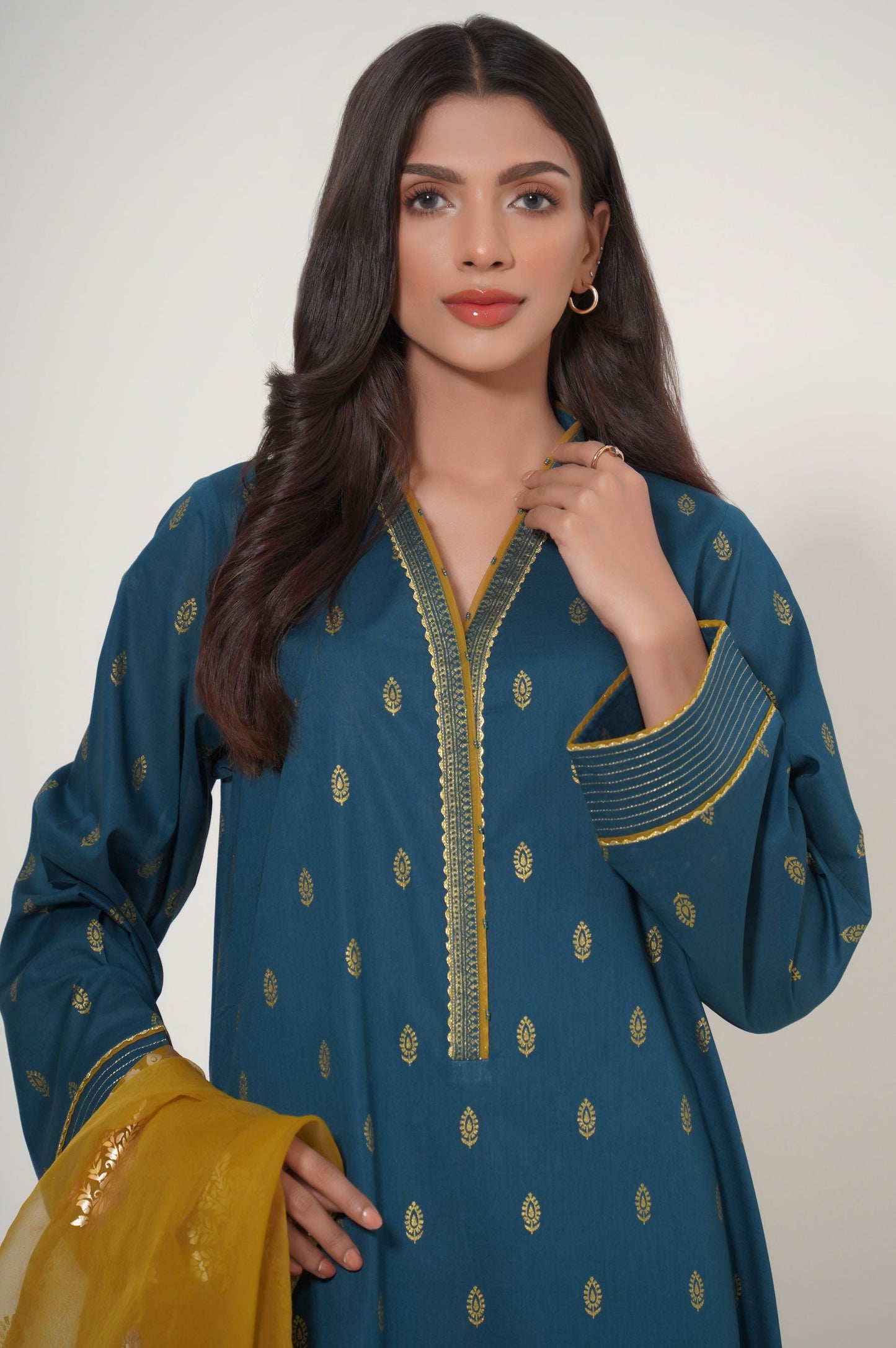 Stitched 3 Piece Paste Printed Lawn