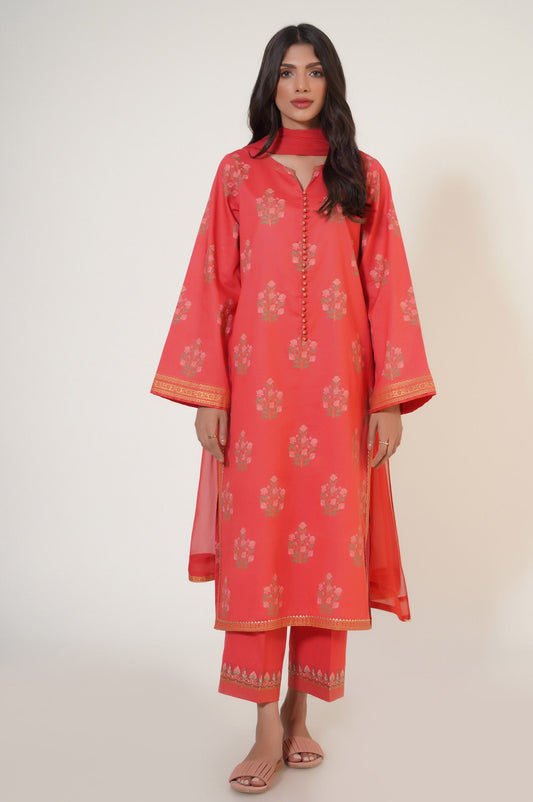 Unstitched 3 Piece Paste Printed Lawn Suit