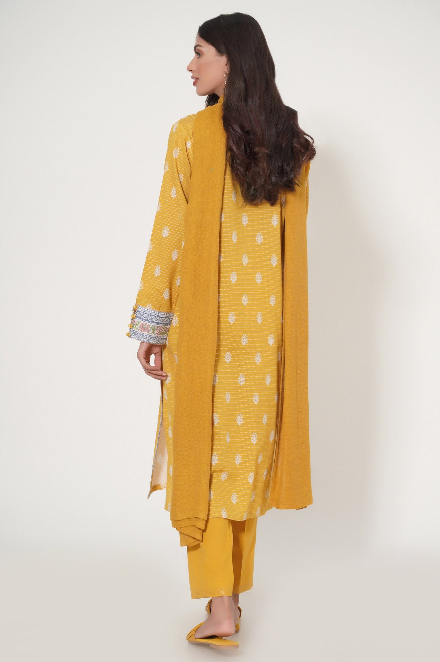 Unstitched 3 Piece Printed Dobby Lawn