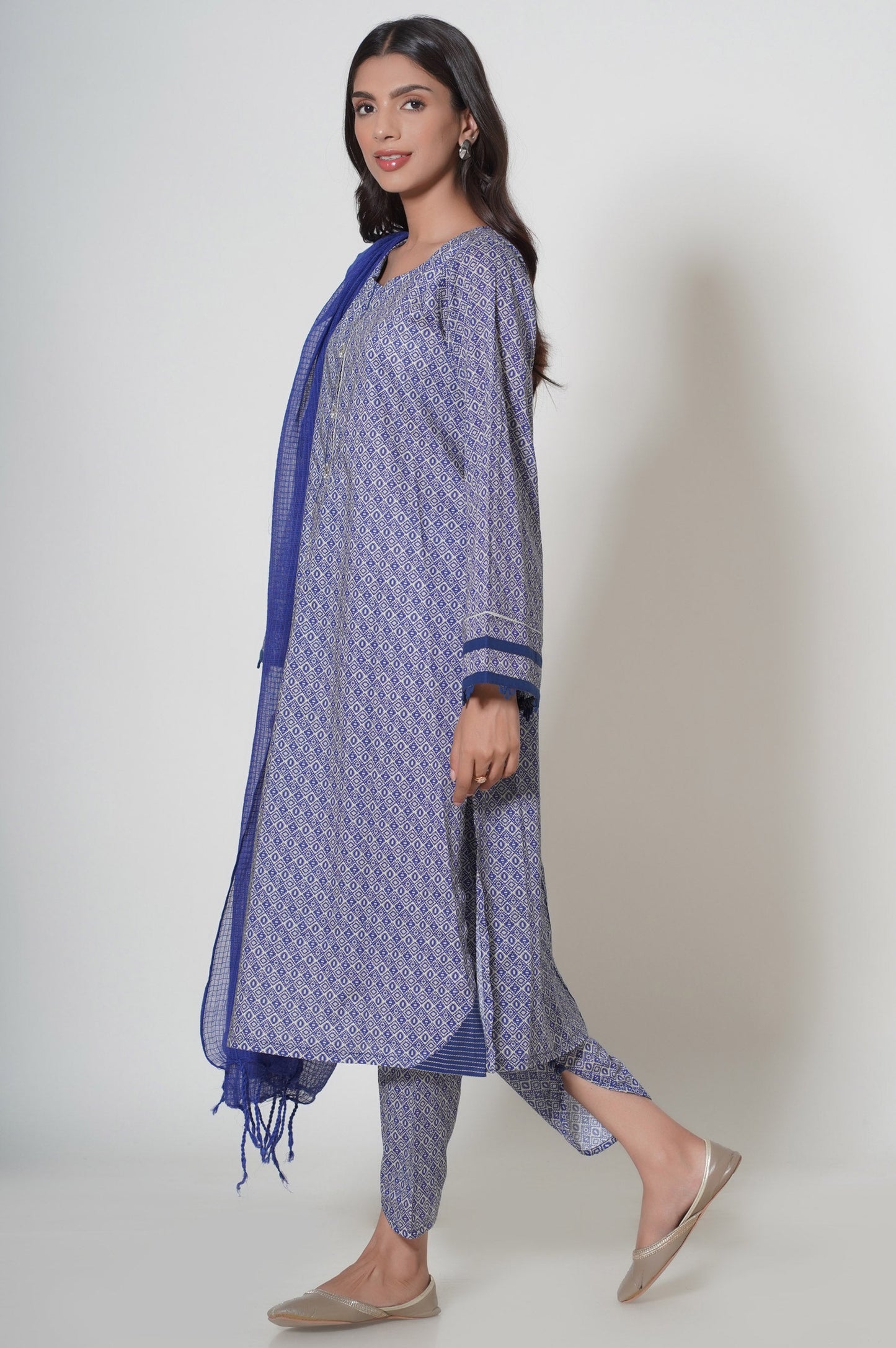 Stitched 3 Piece Printed Cambric Suit