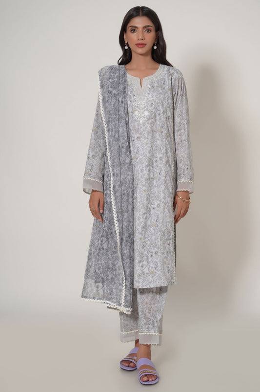 Unstitched 3 Piece Printed Cambric Suit