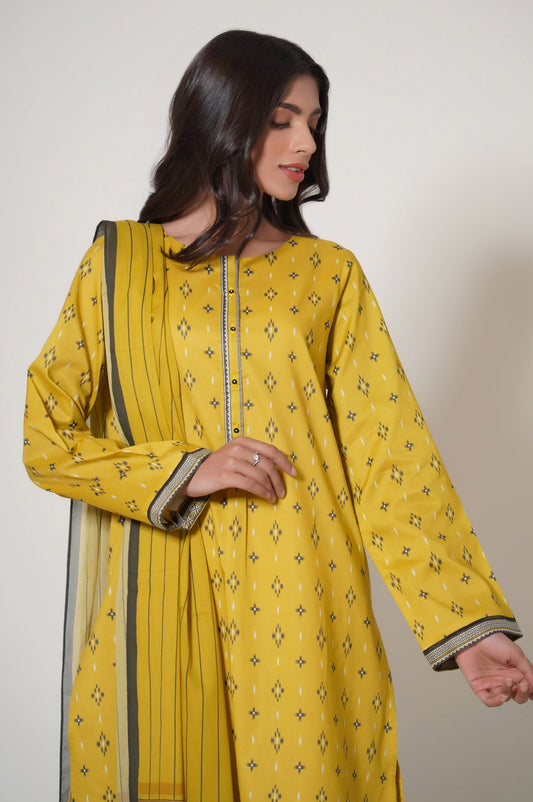 Unstitched 3 Piece Printed Cambric Suit