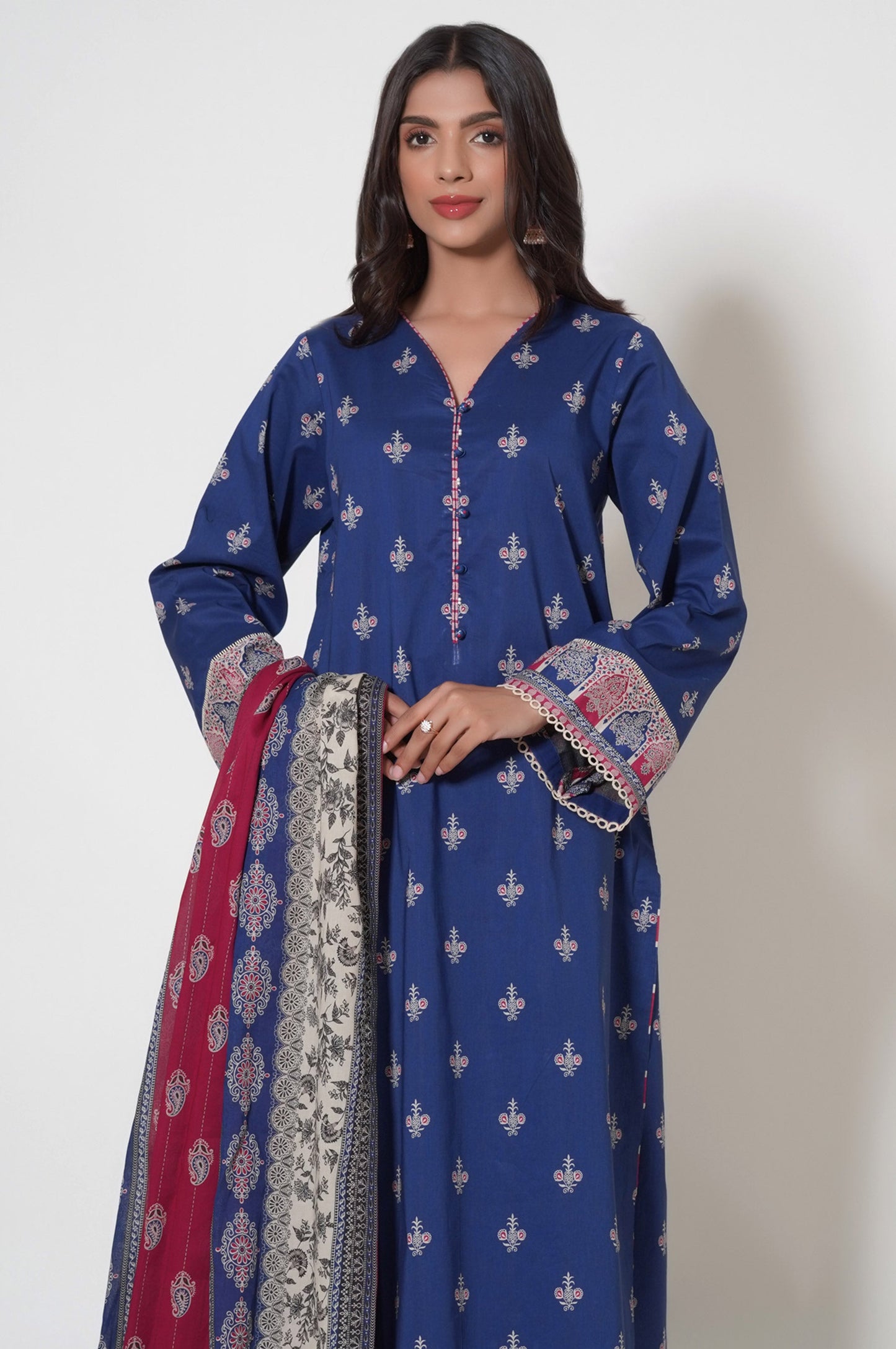Unstitched 3 Piece Printed Cambric Suit