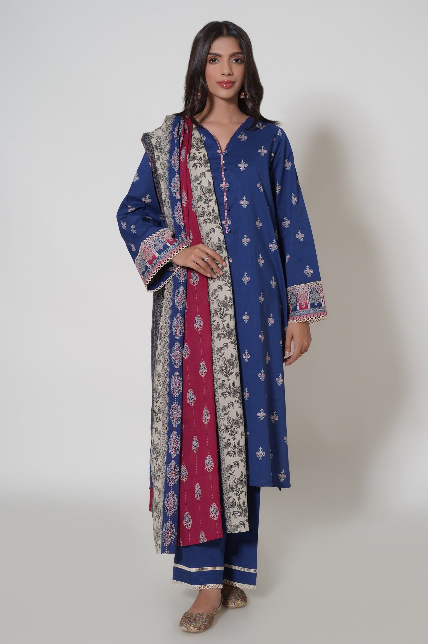 Stitched 3 Piece Cambric Suit