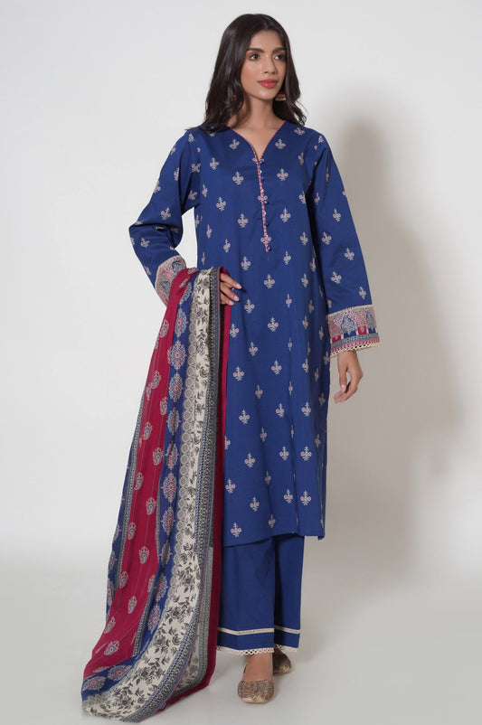 Unstitched 3 Piece Printed Cambric Suit
