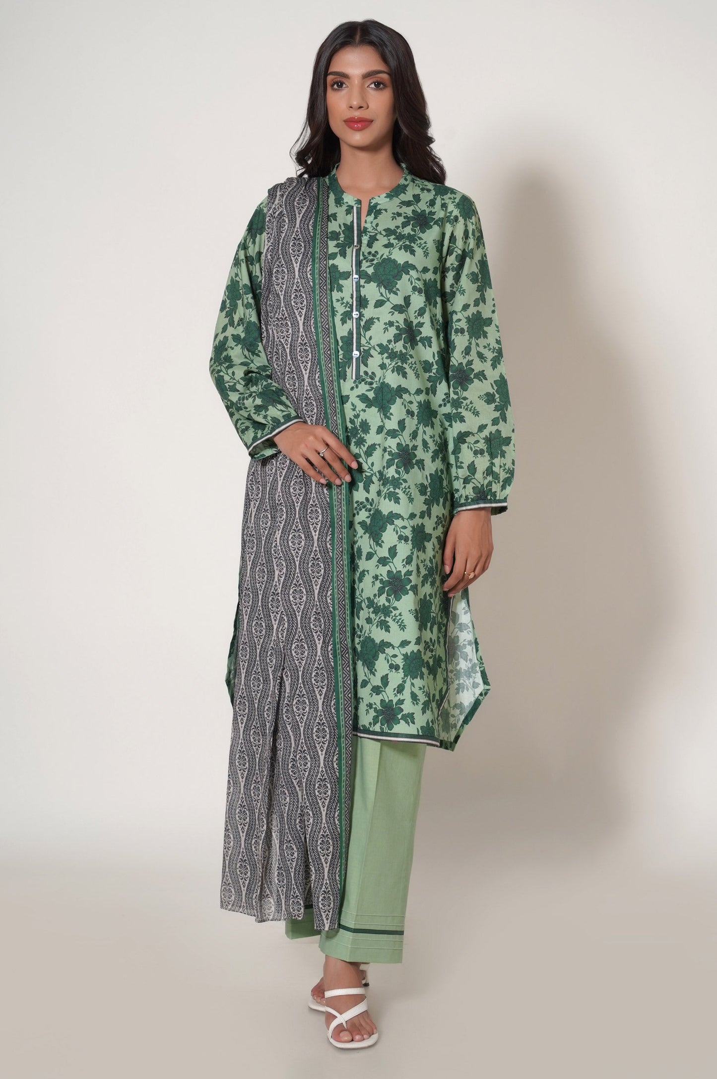 Unstitched 3 Piece Printed Lawn Suit