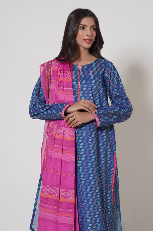 Unstitched 3 Piece Printed Cambric Suit