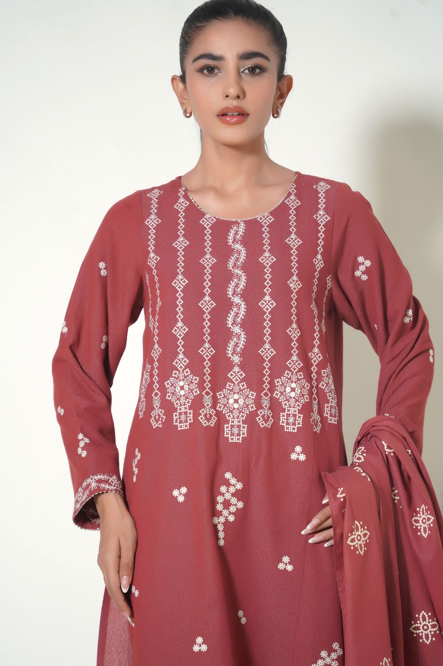Unstitched 3 Piece Printed Karandi Suit