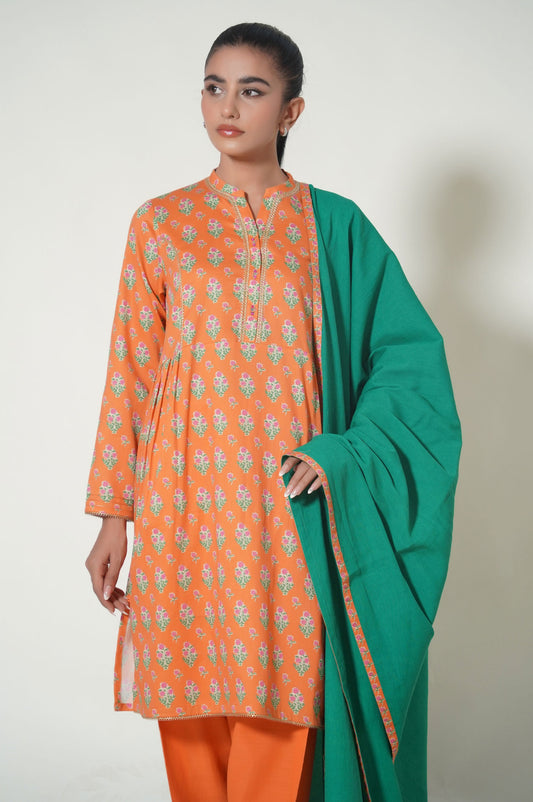 Unstitched 3 Piece Printed Cottle Suit
