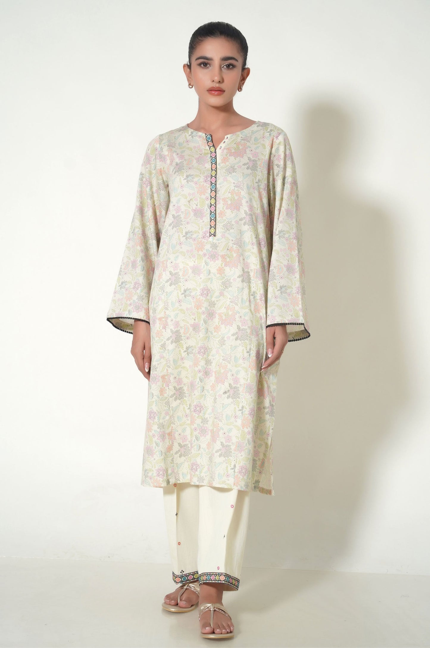 Stitched 3 Piece Printed Cottle Suit