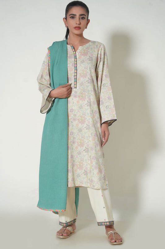 Unstitched 3 Piece Printed Cottle Suit