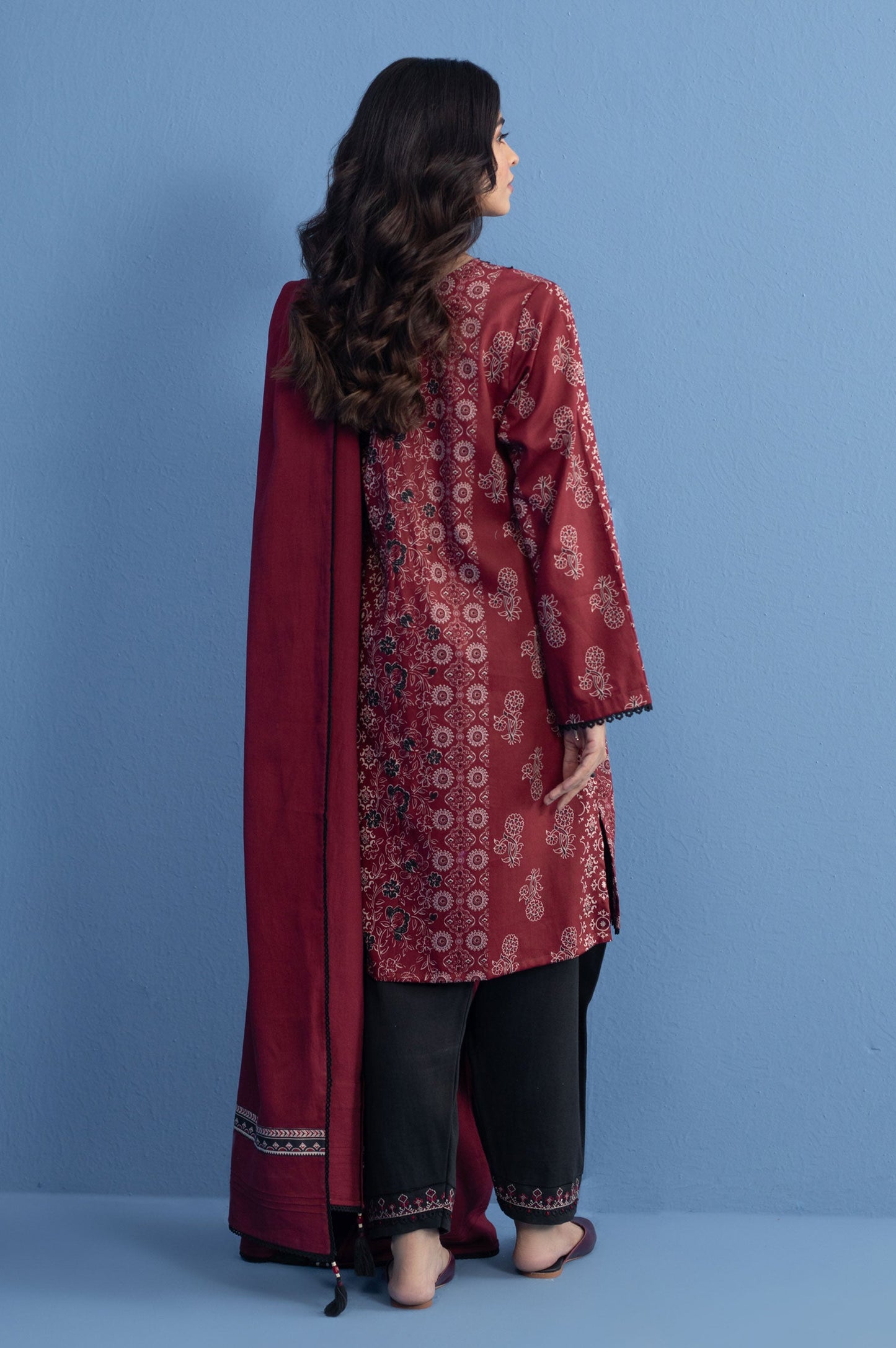 Unstitched 3 Piece Printed Cottel Suit