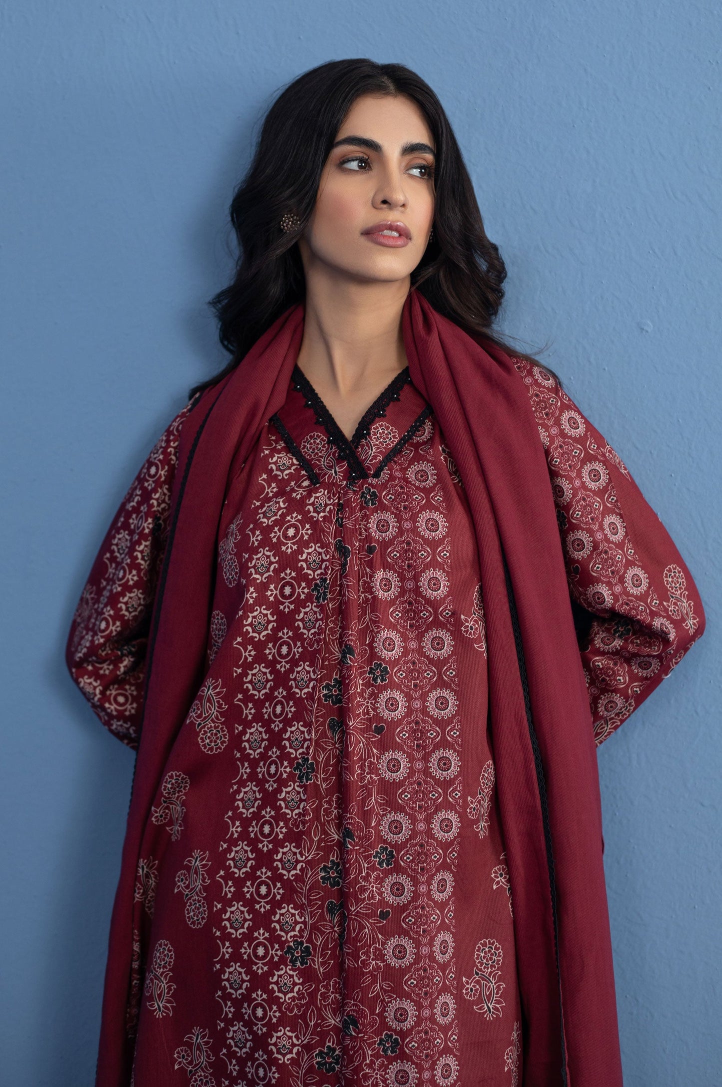 Unstitched 3 Piece Printed Cottel Suit