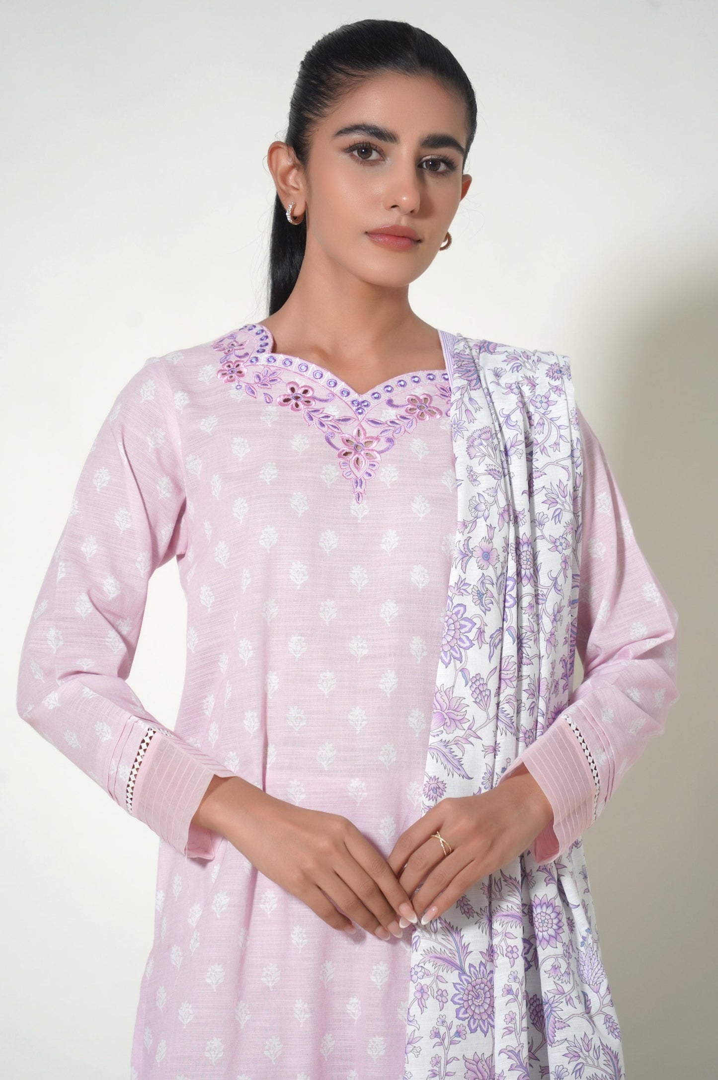 Unstitched 3 Piece Embroidered Cottel Suit