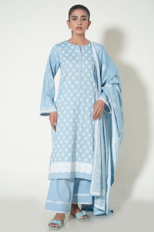 Unstitched 3 Piece Paste Printed Cottle Suit
