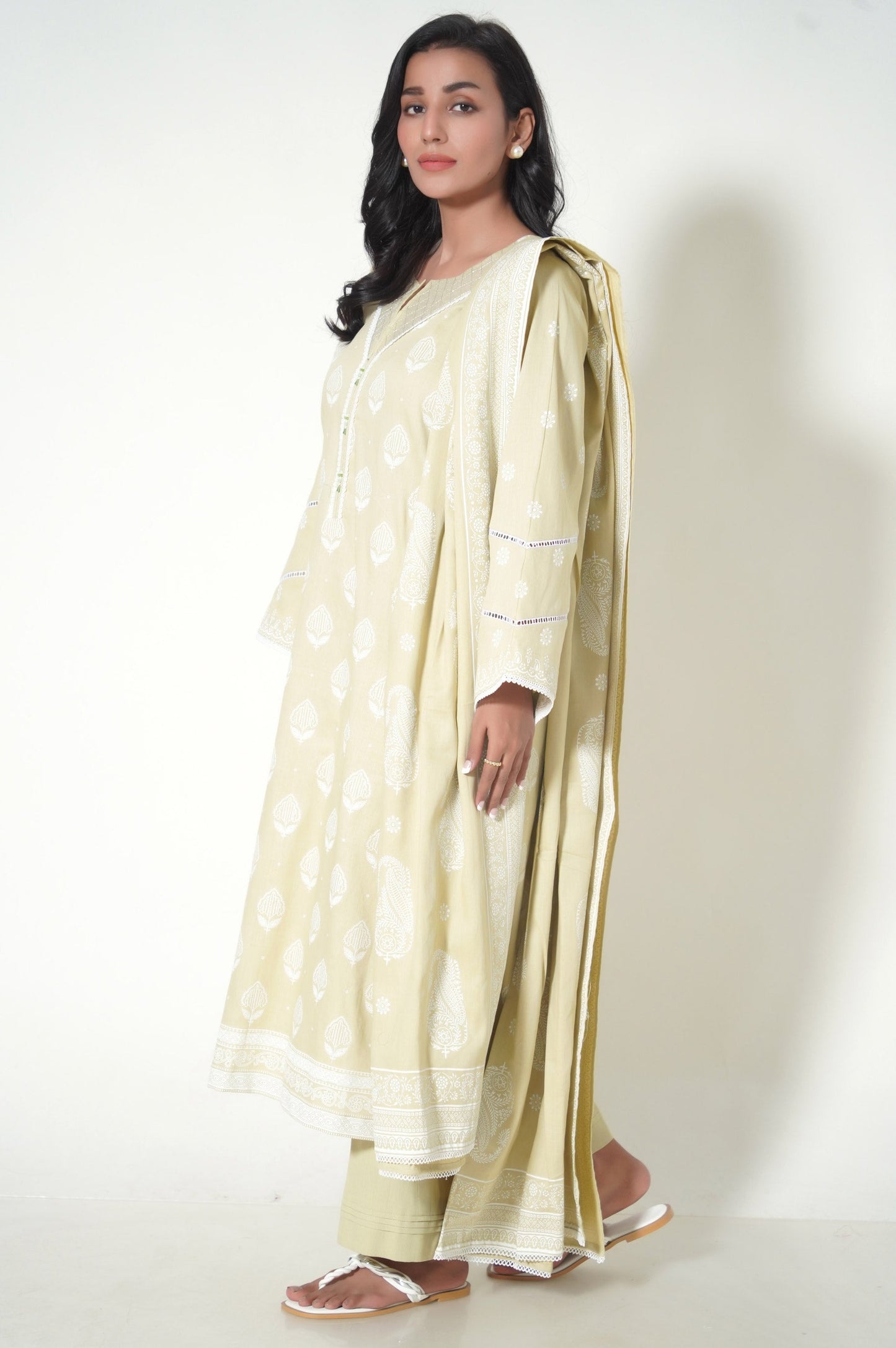 Unstitched 3 Piece Paste Printed Cottle Suit