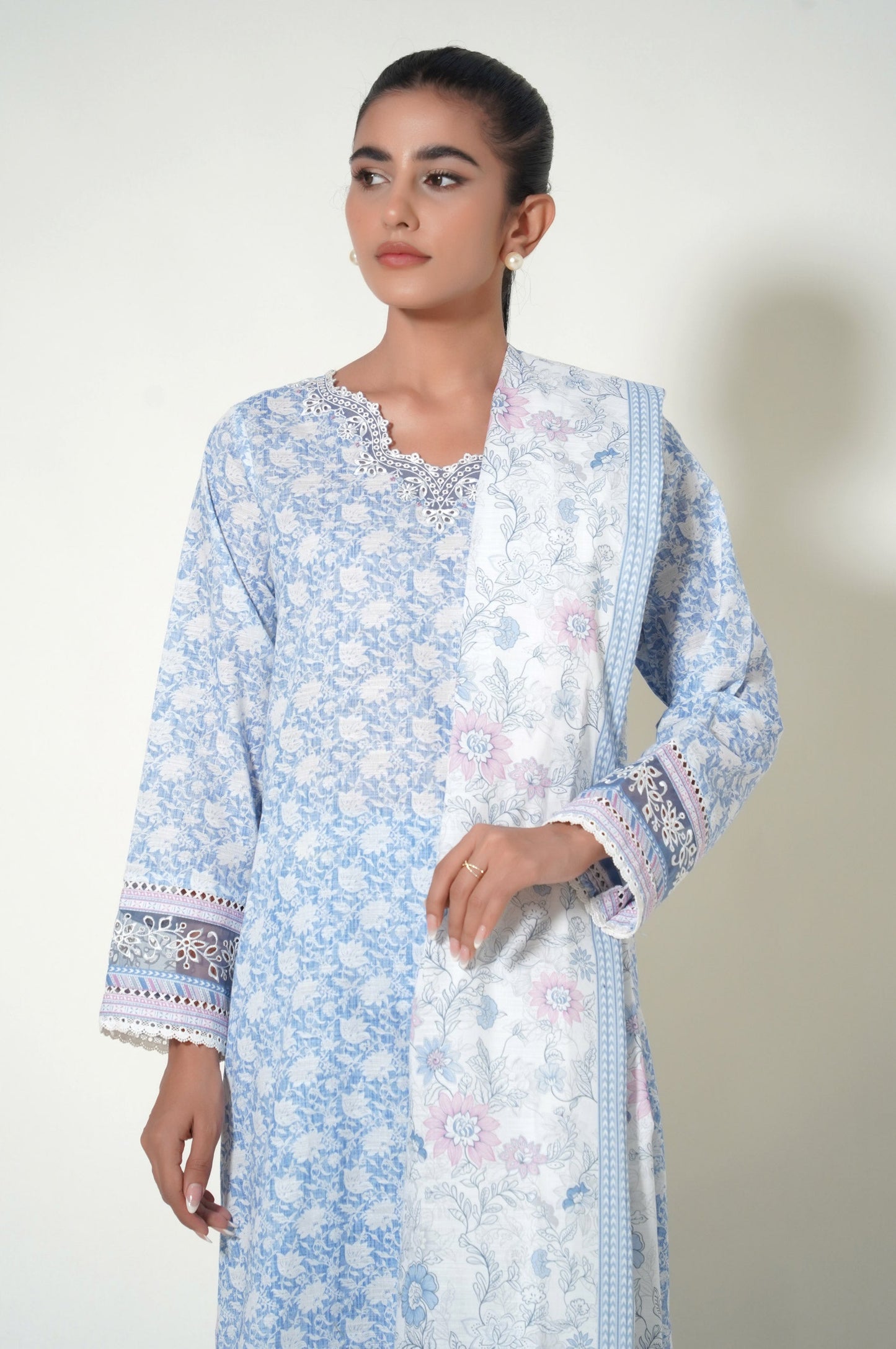 Unstitched 3 Piece Printed Suit