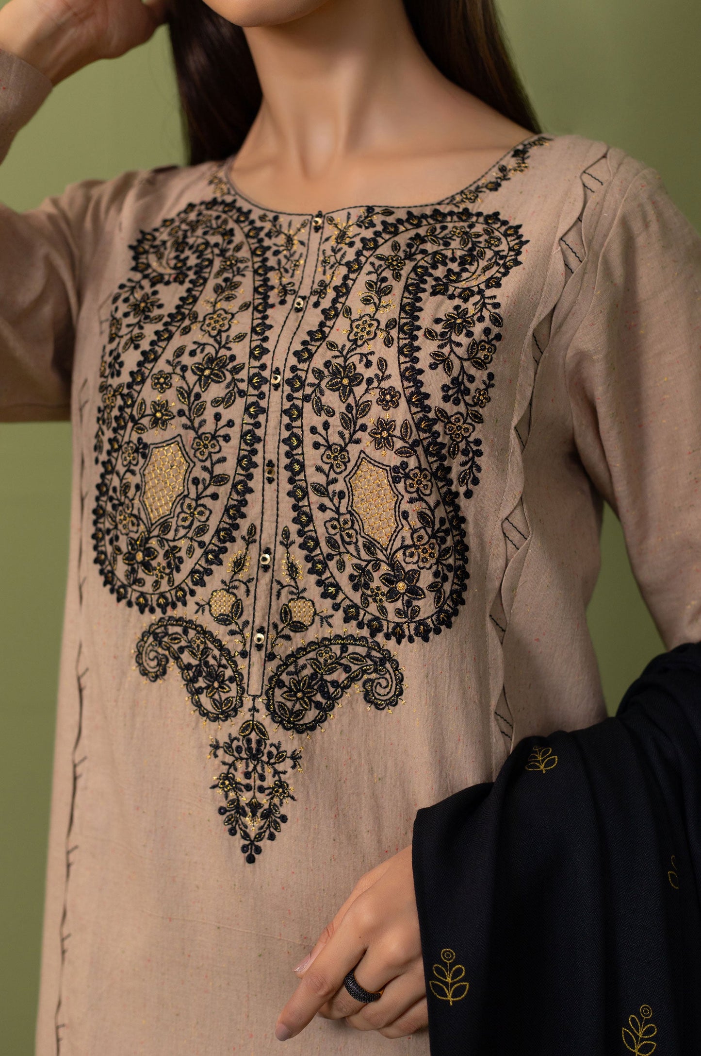 Unstitched 3 Piece Embroidered Multi Neps Suit