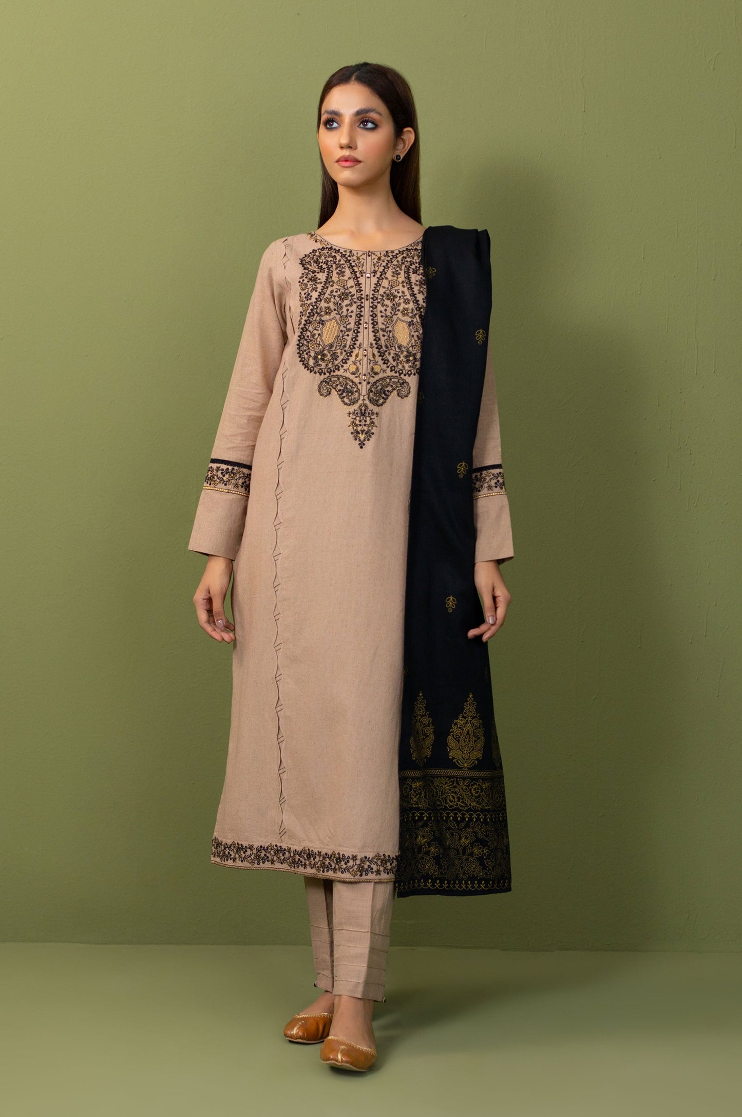 Unstitched 3 Piece Embroidered Multi Neps Suit