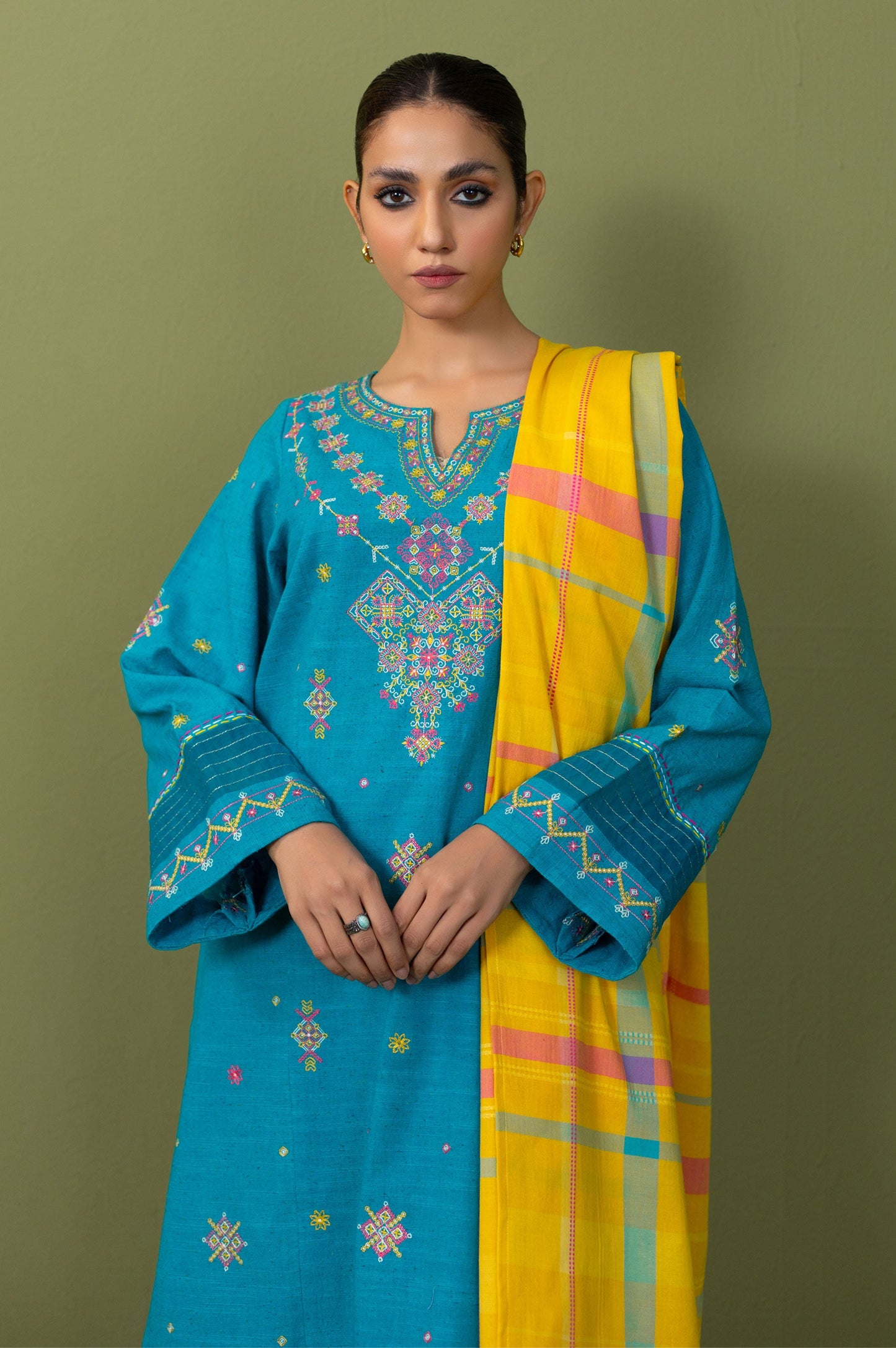 Unstitched 3 Piece Textured Slub Suit