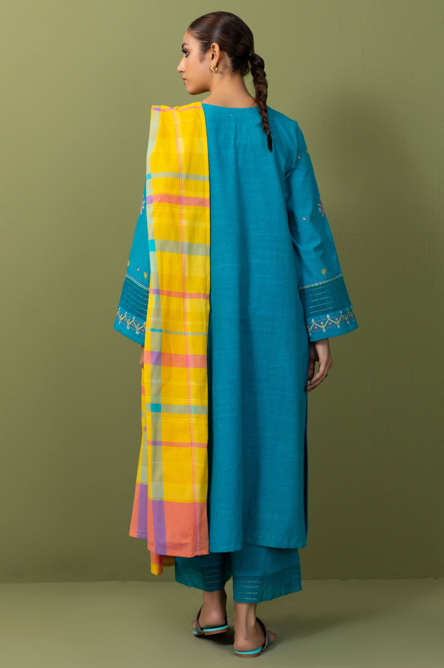 Unstitched 3 Piece Textured Slub Suit