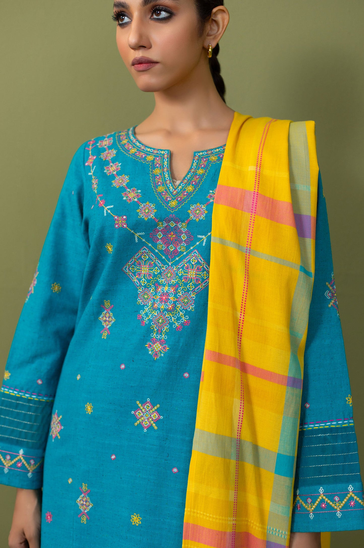 Unstitched 3 Piece Textured Slub Suit