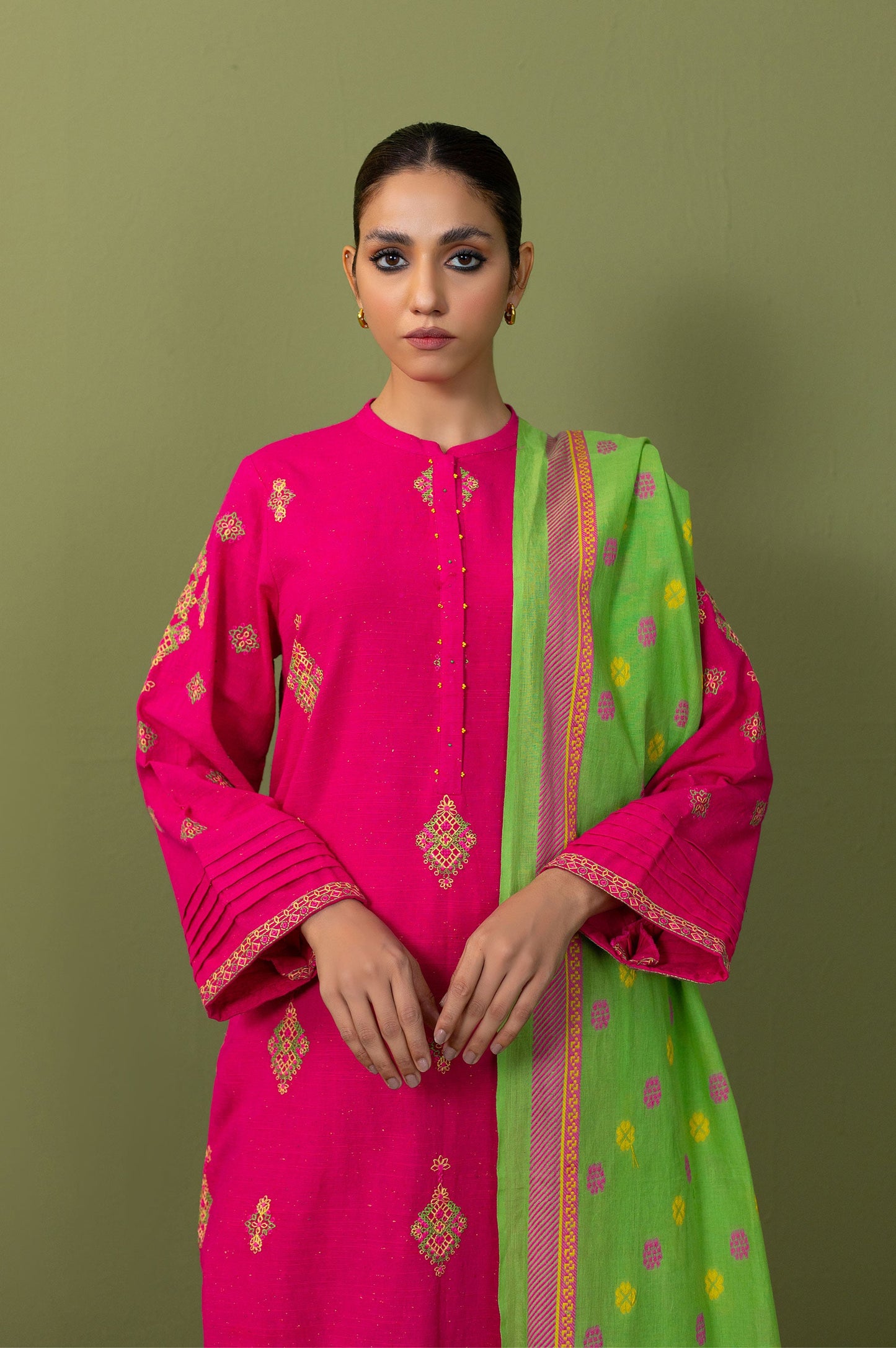 Unstitched 3 Piece Textured Slub Suit