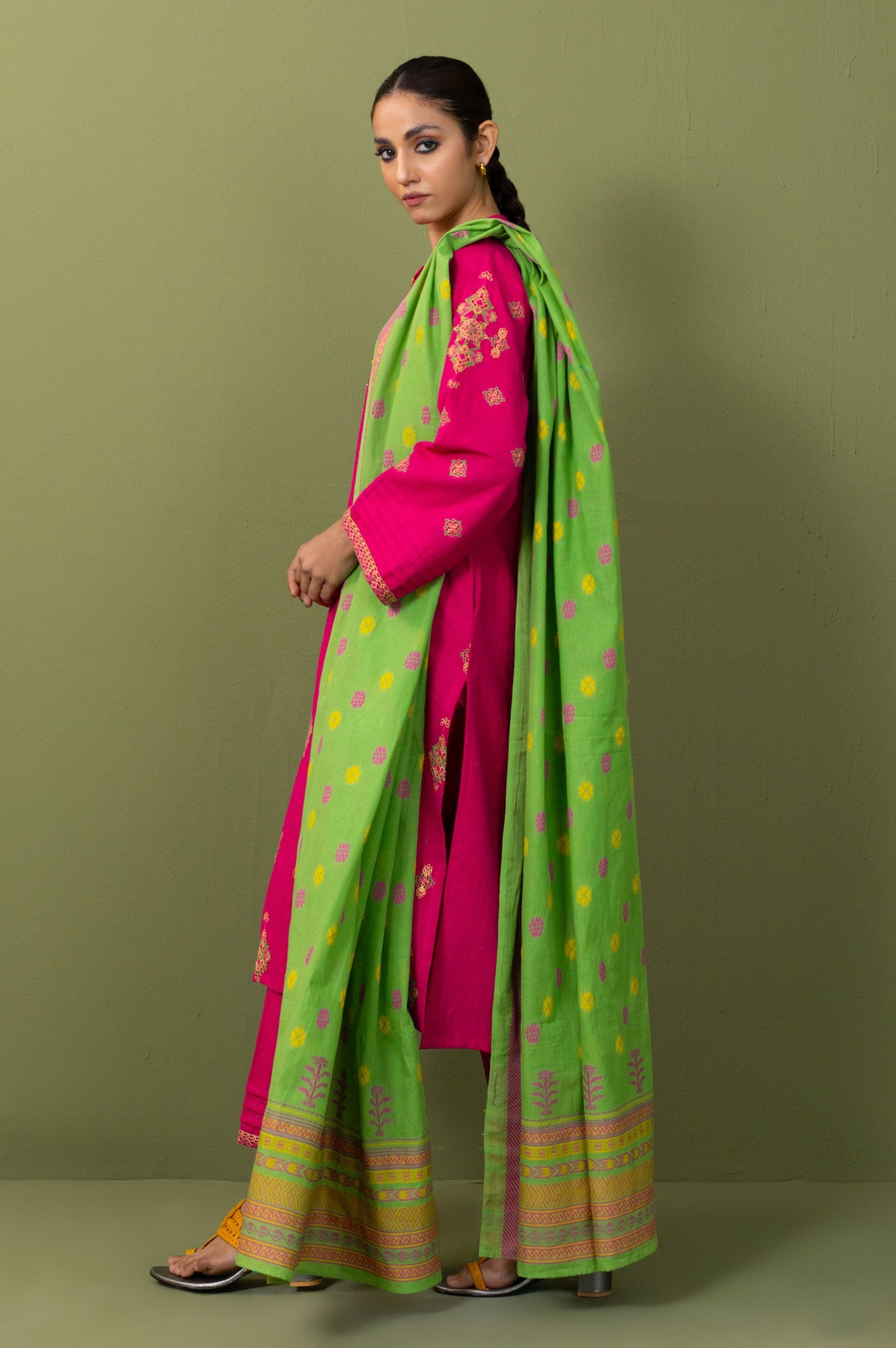 Unstitched 3 Piece Textured Slub Suit
