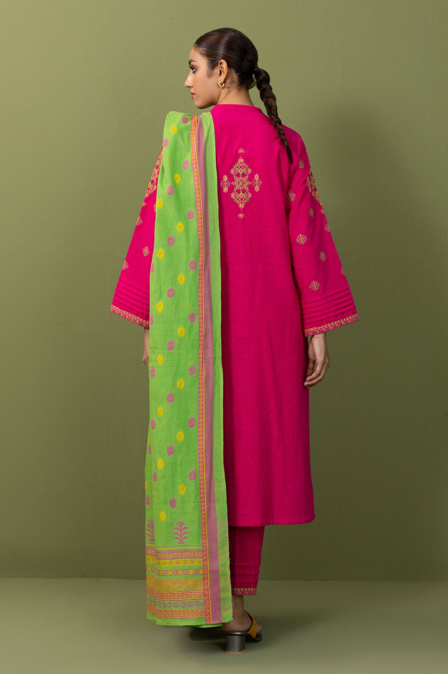 Unstitched 3 Piece Textured Slub Suit