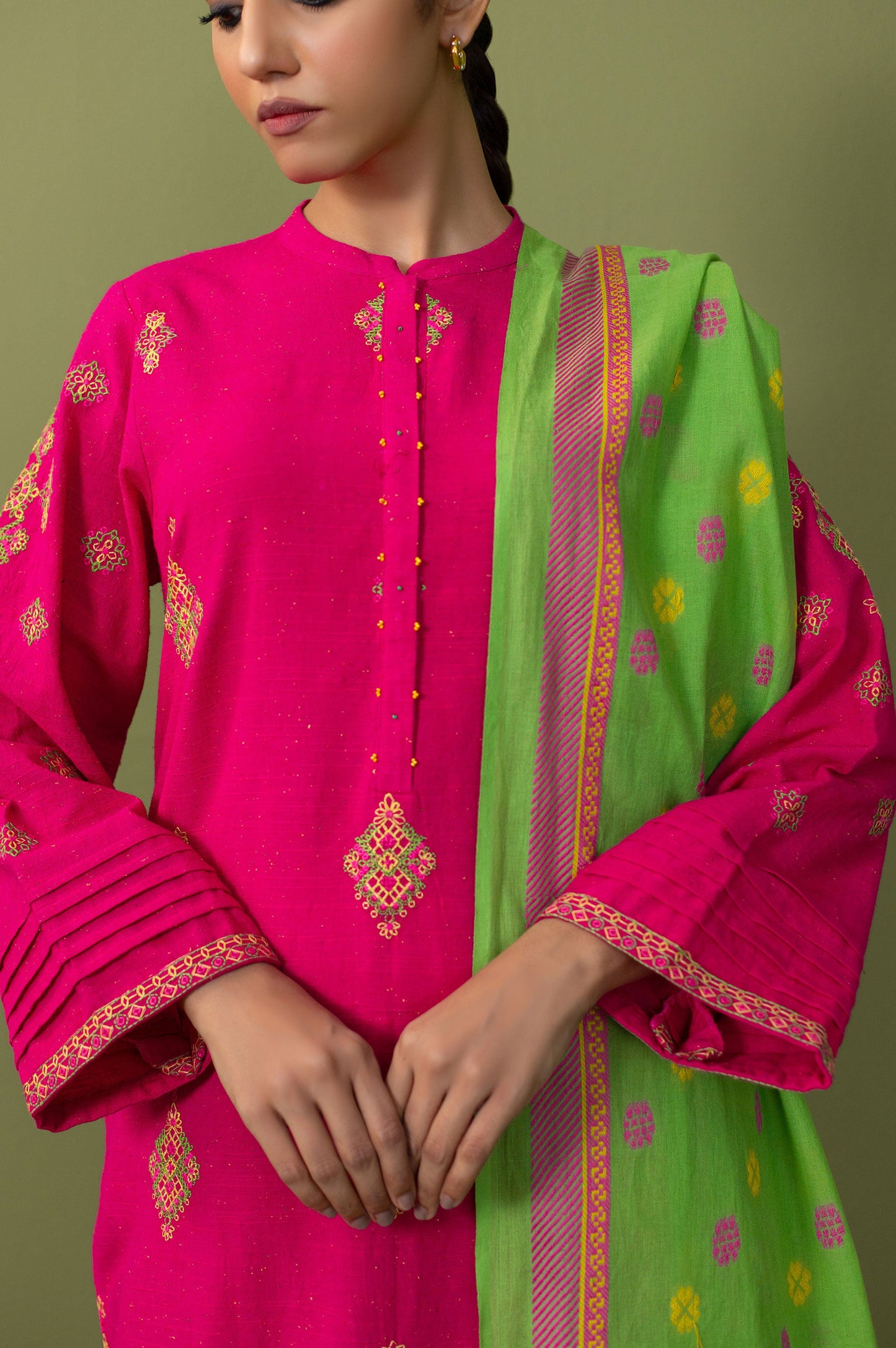 Unstitched 3 Piece Textured Slub Suit