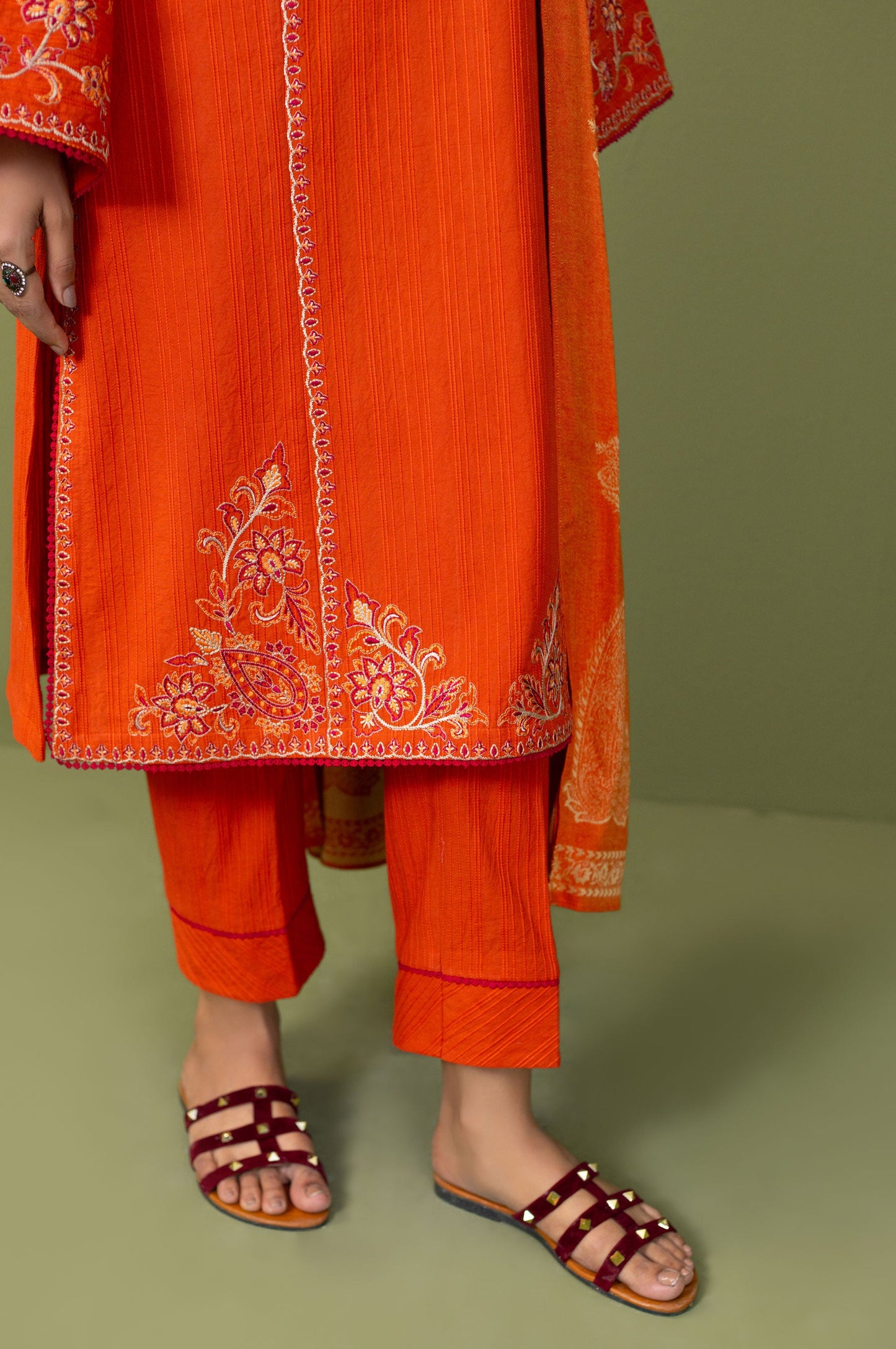 Unstitched 3 Piece Textured Slub Suit