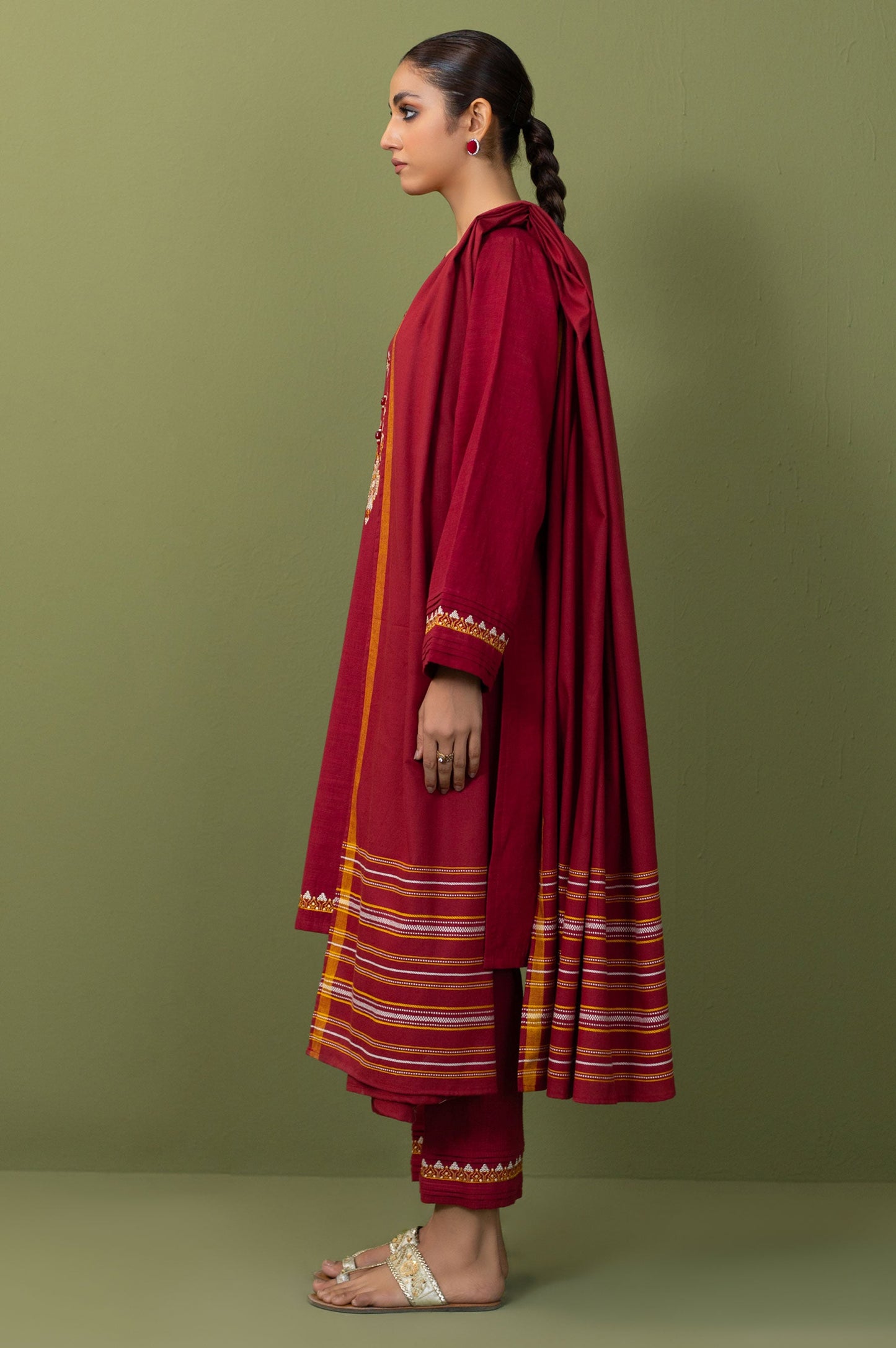 Unstitched 3 Piece Textured Slub Suit