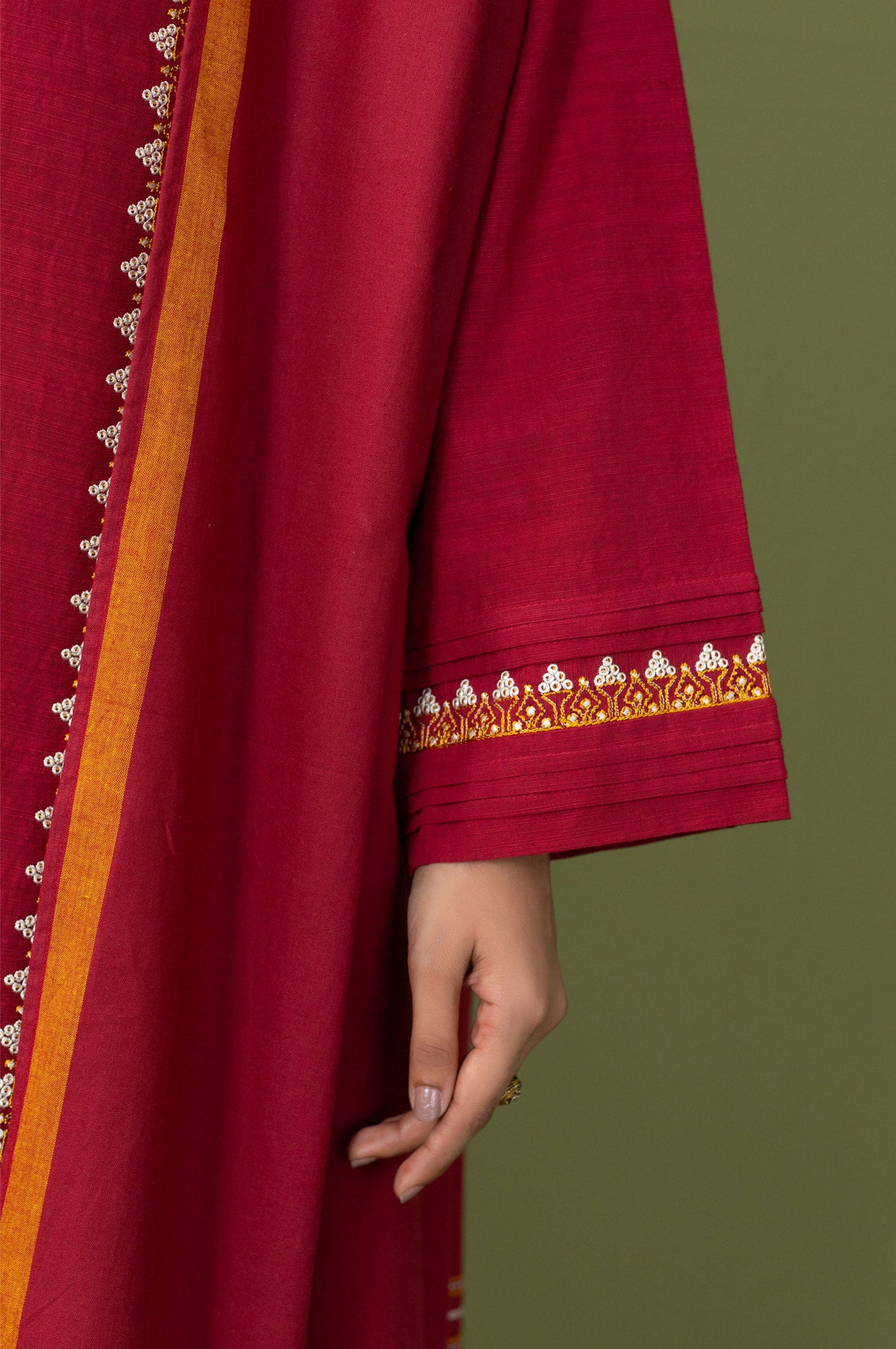 Unstitched 3 Piece Textured Slub Suit
